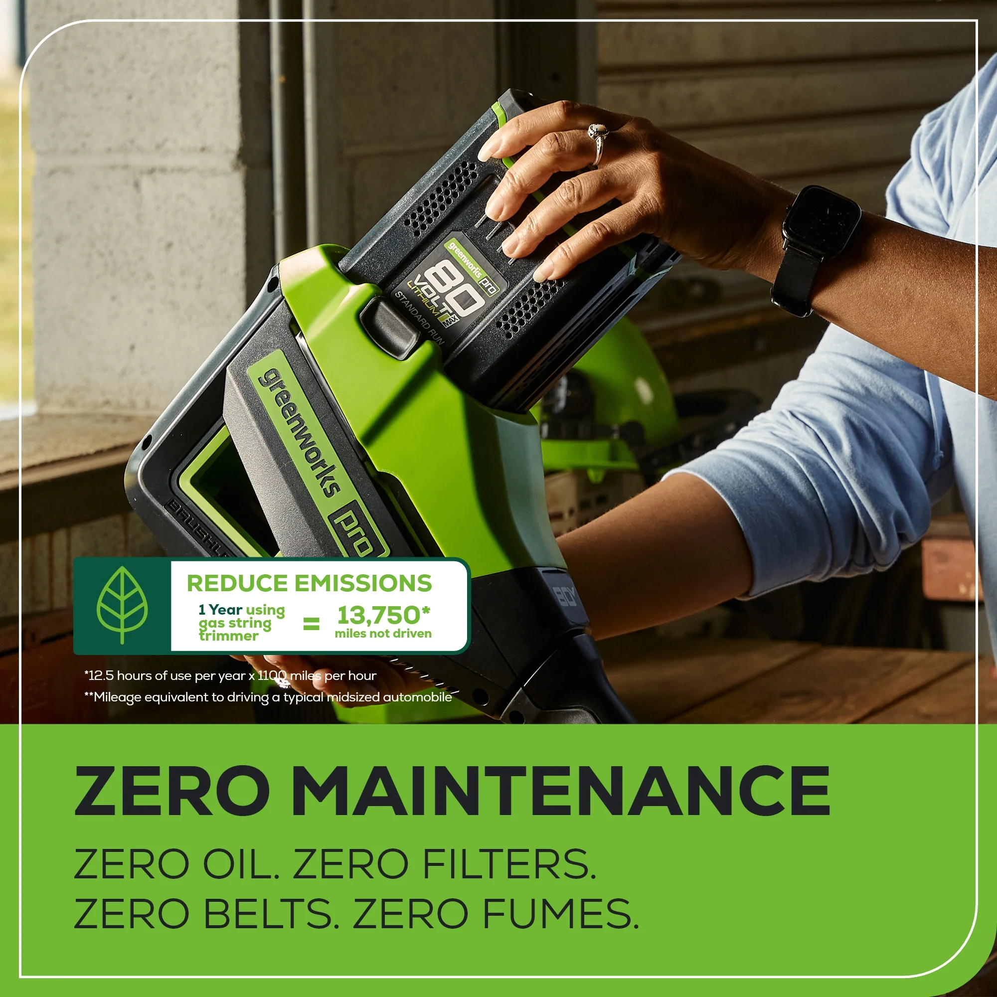 RENEWED 80V 16 Cordless Battery Brushless String Trimmer w/ 2.0Ah Battery & Charger