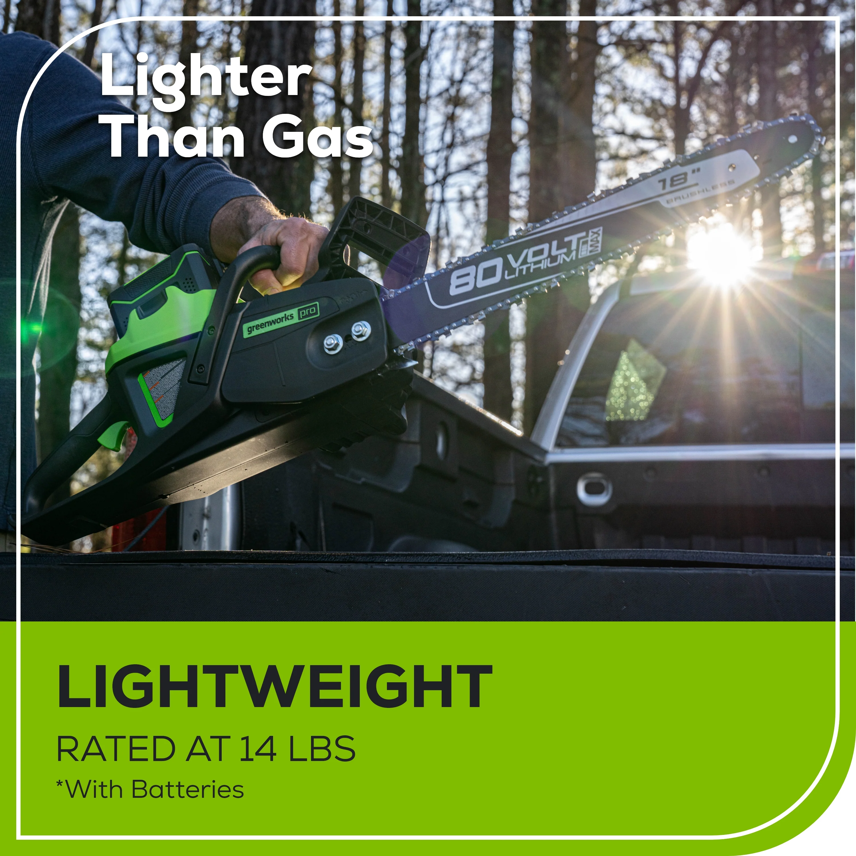 RENEWED 80V 18 2.5kW Cordless Battery Chainsaw (Sturdy Case, Chains Included) w/  4.0Ah Battery & 4A Charger)