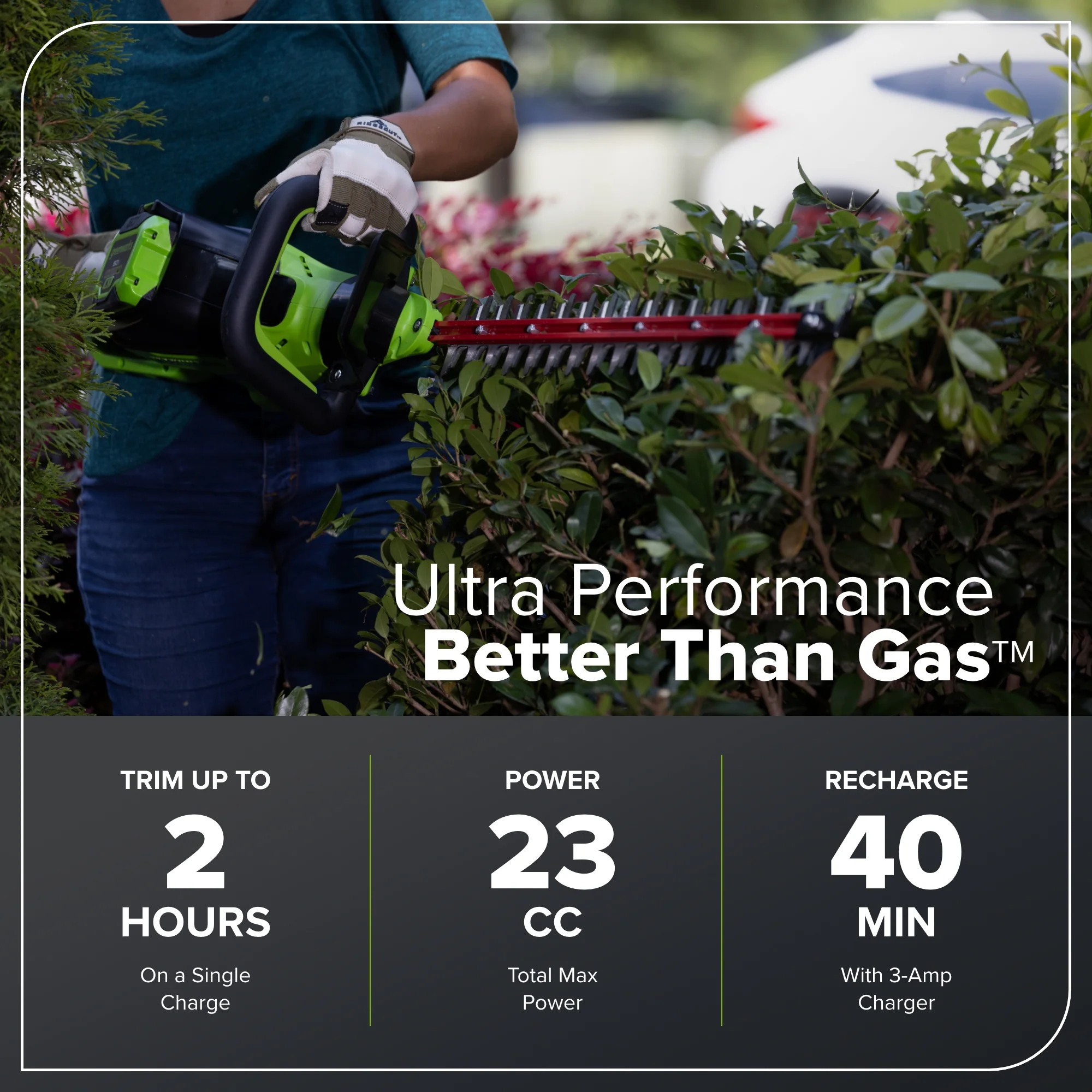 60V 26 Cordless Battery Hedge Trimmer 4000 SPM w/ 2Ah Battery and 3A Charger