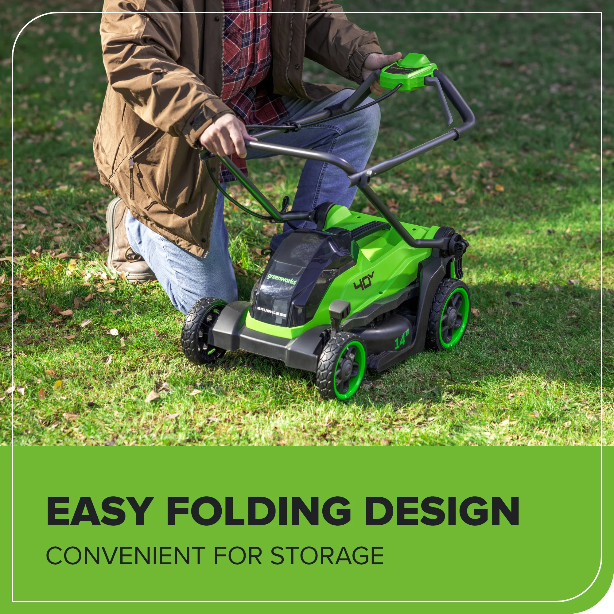 40V 14 Cordless Battery BL Push Lawn Mower w/ 4.0Ah Battery & Charger