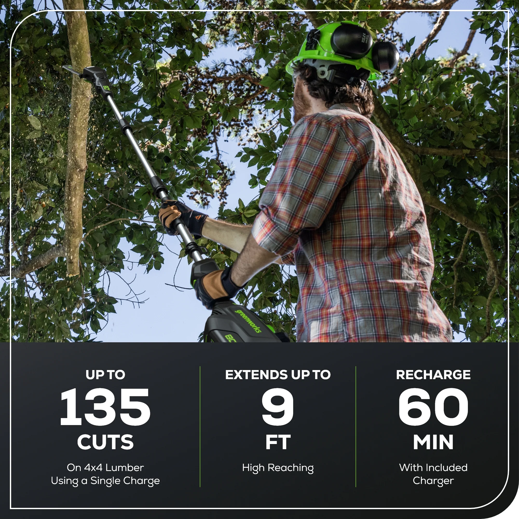 80V Pro 10 Cordless Battery Pole Saw w/ 2.0Ah Battery & Charger