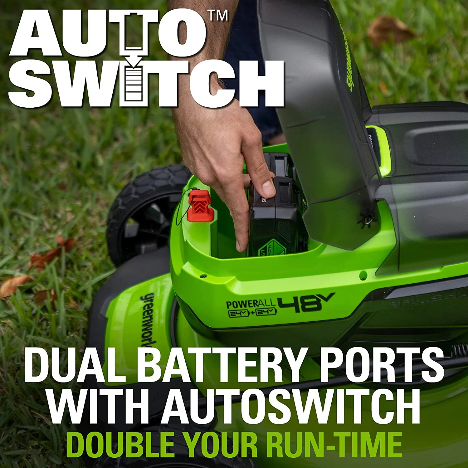48V (2x24V) 21 Cordless Battery Self-Propelled Lawn Mower w/ (4) 4.0Ah Batteries & (2) Dual Port Chargers