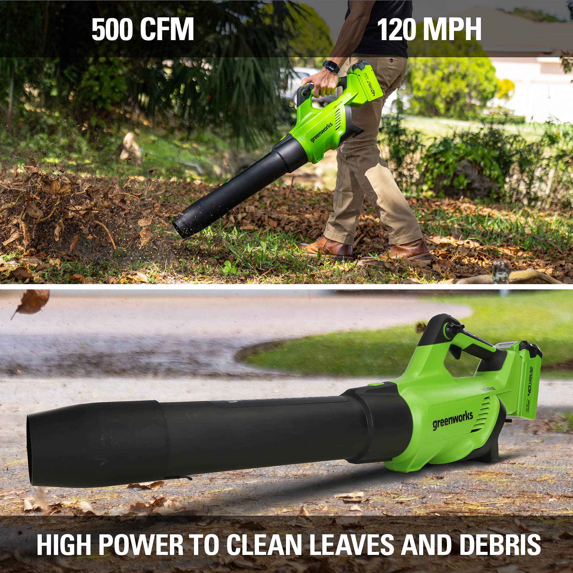 40V 500 CFM Cordless Battery Leaf Blower w/ 2.5Ah Battery & Charger