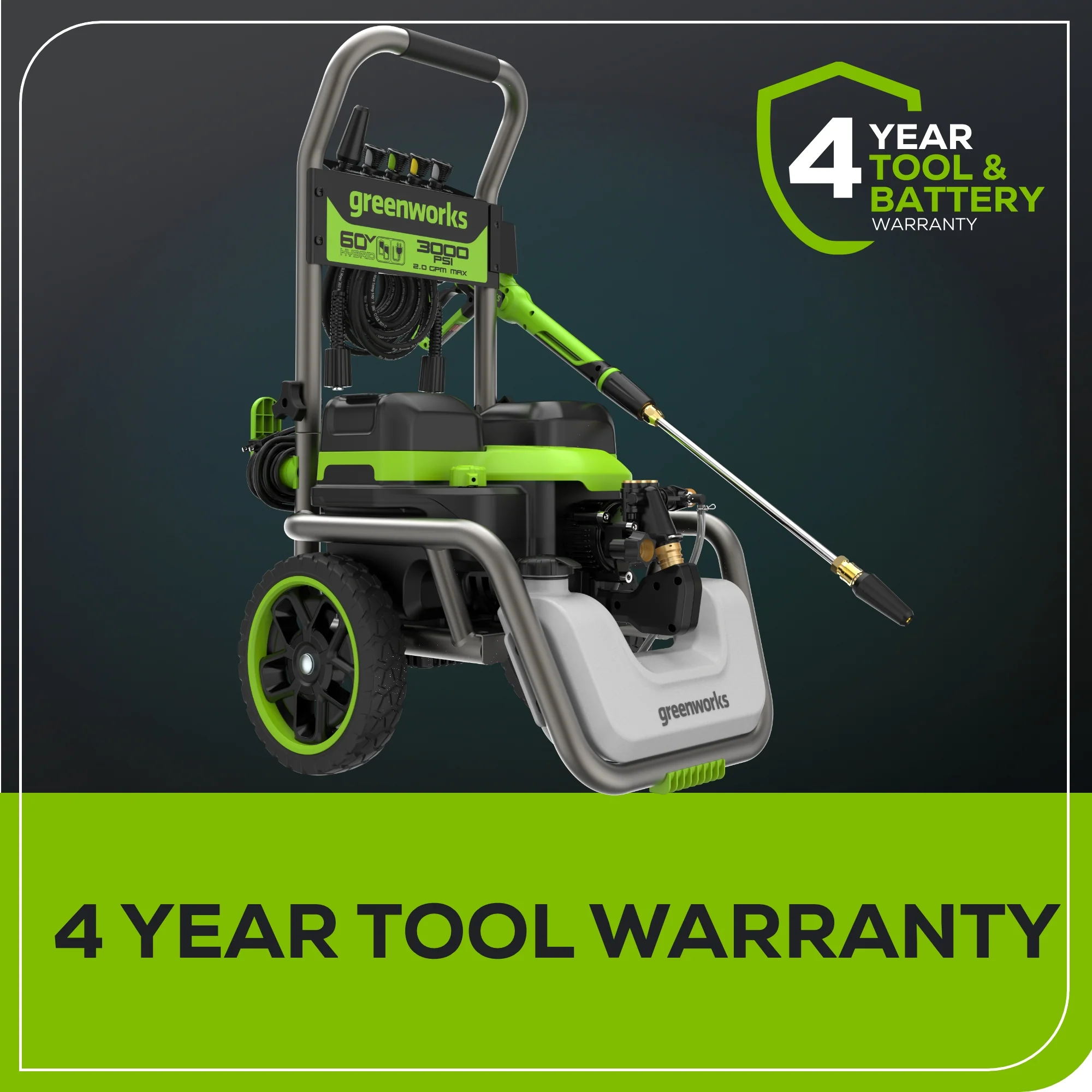 Corded/60V 3000-PSI 2.0 GPM Electric Pressure Washer w/ (2) 5.0Ah Batteries & Dual-Port Charger