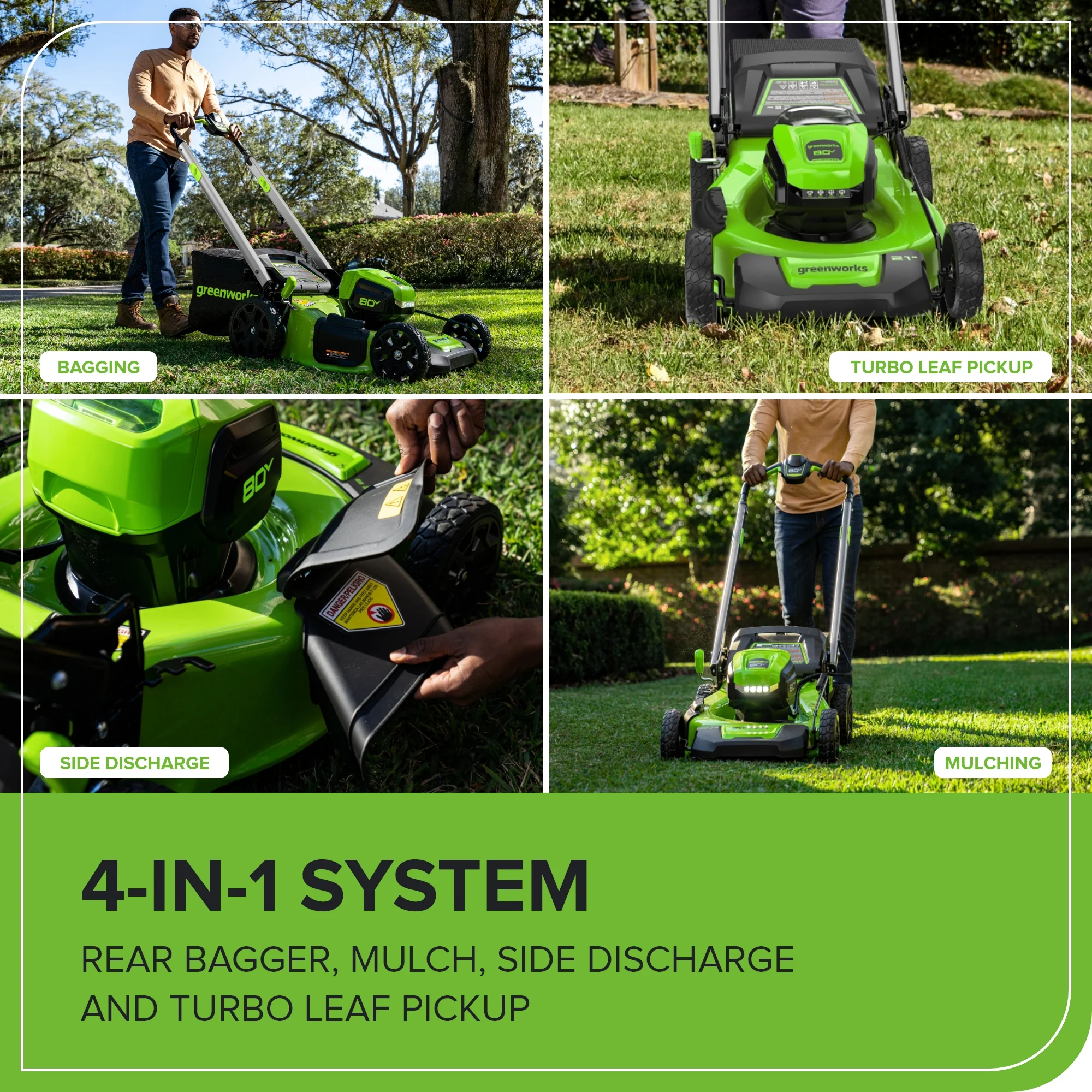 80V 21 Cordless Battery 4-in-1 Push Lawn Mower & 700CFM Blower Combo Kit w/ 5.0Ah Battery & 6A Charger