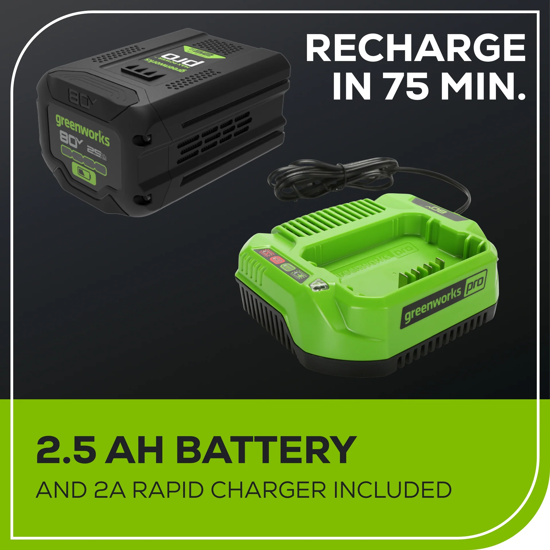 RENEWED 80V 800 CFM Brushless Leaf Blower w/ 2.5Ah Battery & Charger