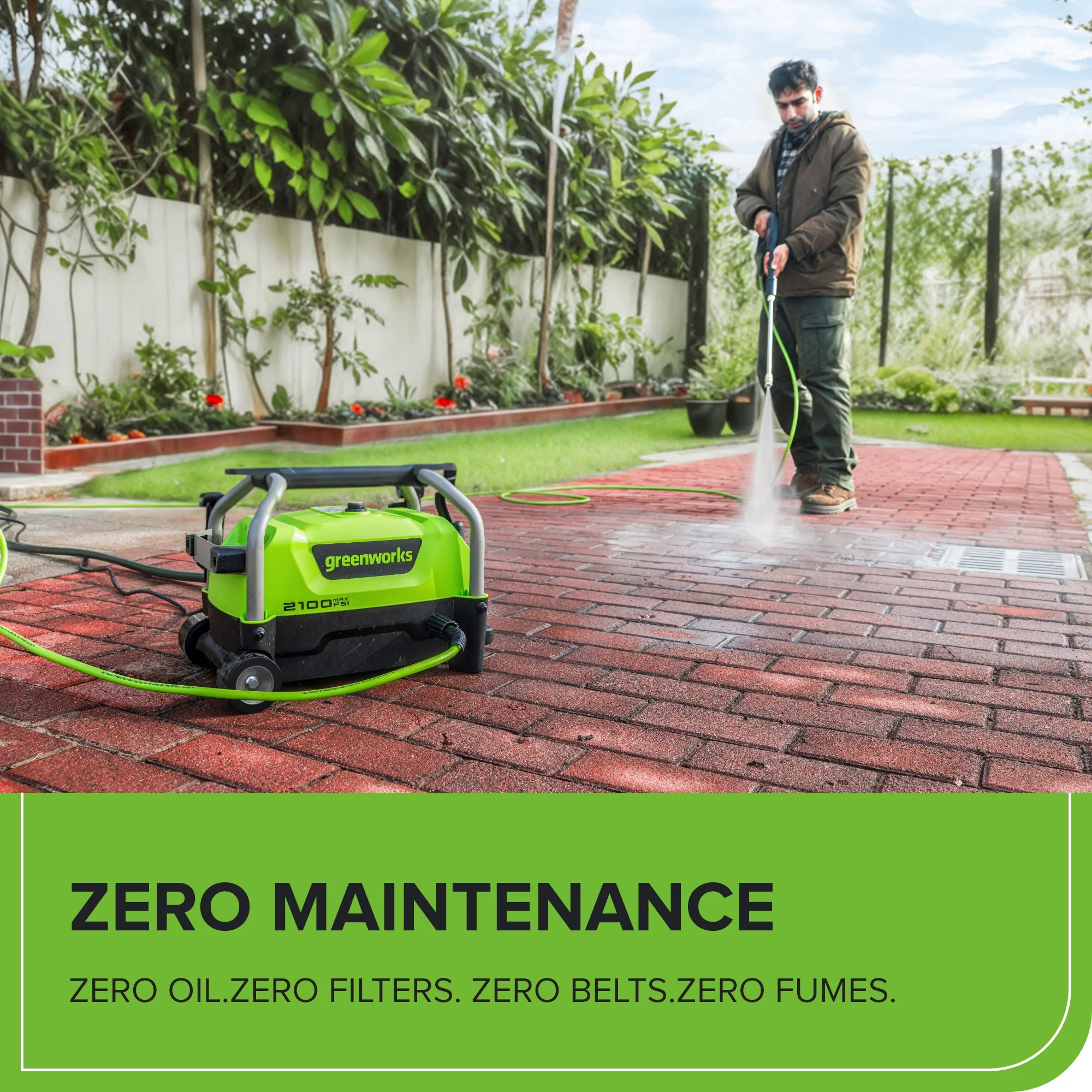 2100 PSI 1.2 GPM Portable Cold Water Electric Pressure Washer