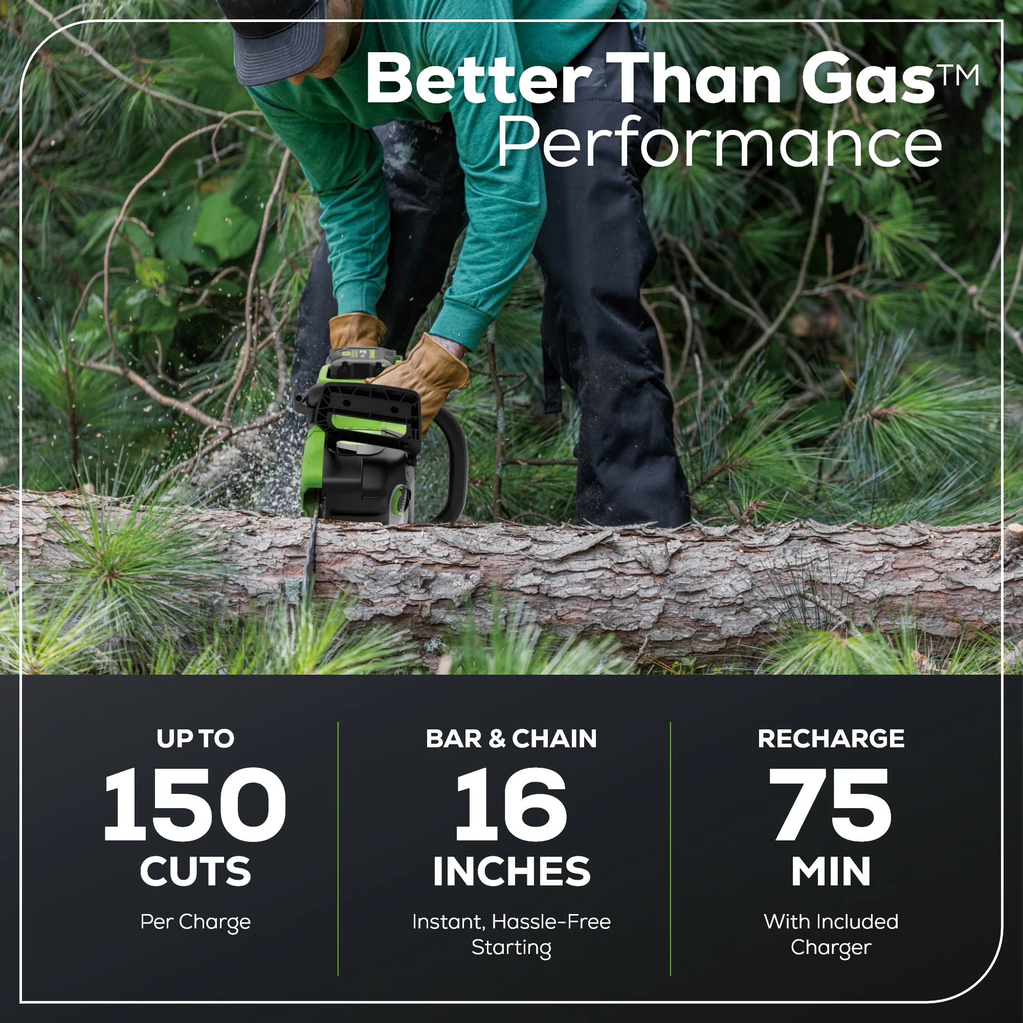 80V 16 2.0kW Cordless Battery Chainsaw w/ (1) 2.5Ah Battery & 2A Charger