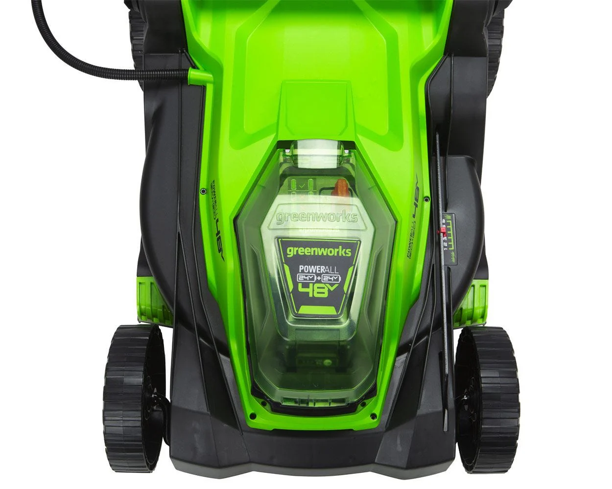 48V (2x24V) 17 Cordless Battery Push Mower & FREE Drill/Driver Combo Kit w/ (2) 4.0 Ah USB Batteries & Dual Port Charger