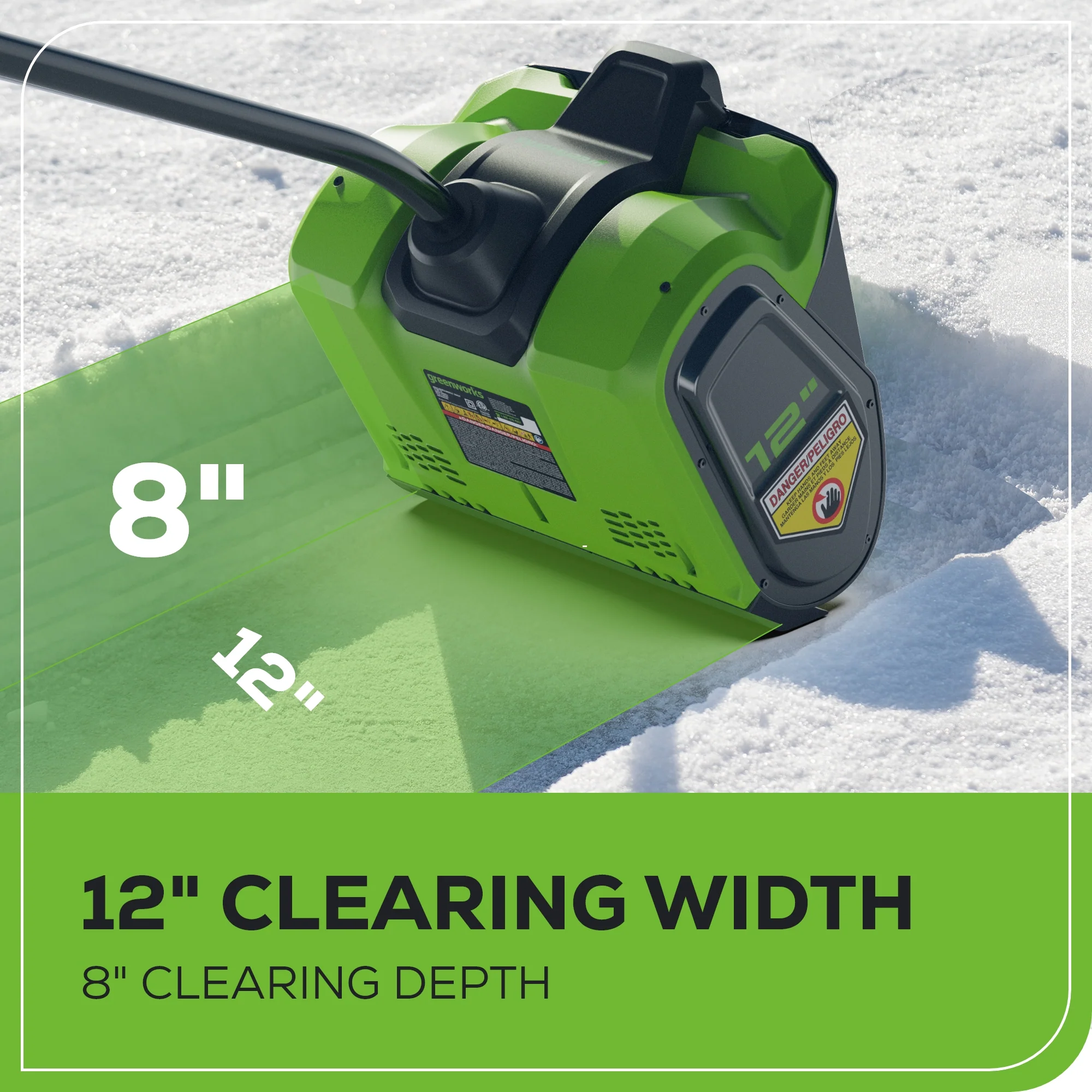 80V 12 Cordless Battery LED Snow Shovel w/ 2.0Ah Battery & Charger