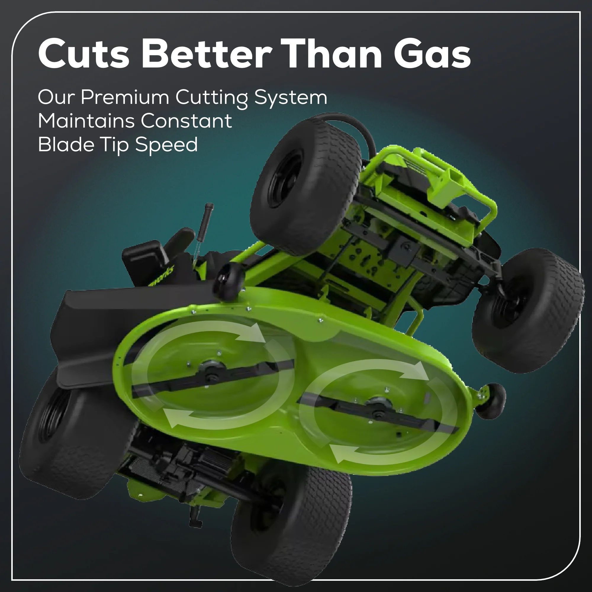 60V 42 Cordless Battery CrossoverT Riding Lawn Mower w/ Six (6) 8.0Ah Batteries and Three (3) Dual Port Turbo Chargers