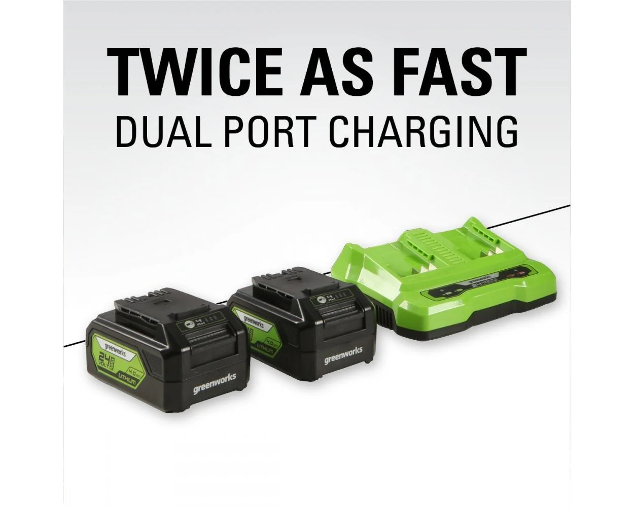 48V (2x24V) 17 Cordless Battery Push Lawn Mower w/ Two (2) 4.0Ah USB Batteries & Dual Port Charger