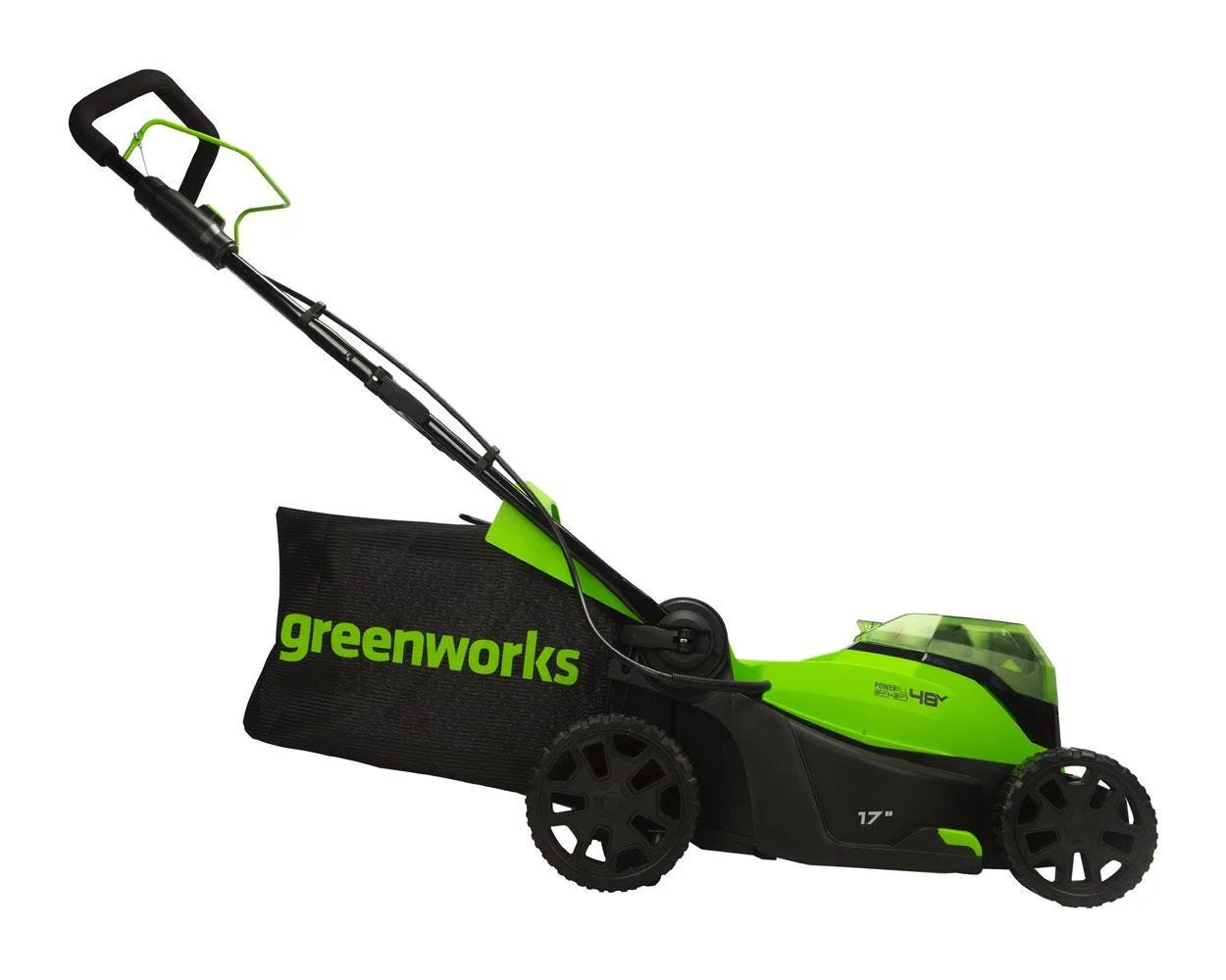 48V (2x24V) 17 Cordless Battery Push Mower & FREE Drill/Driver Combo Kit w/ (2) 4.0 Ah USB Batteries & Dual Port Charger