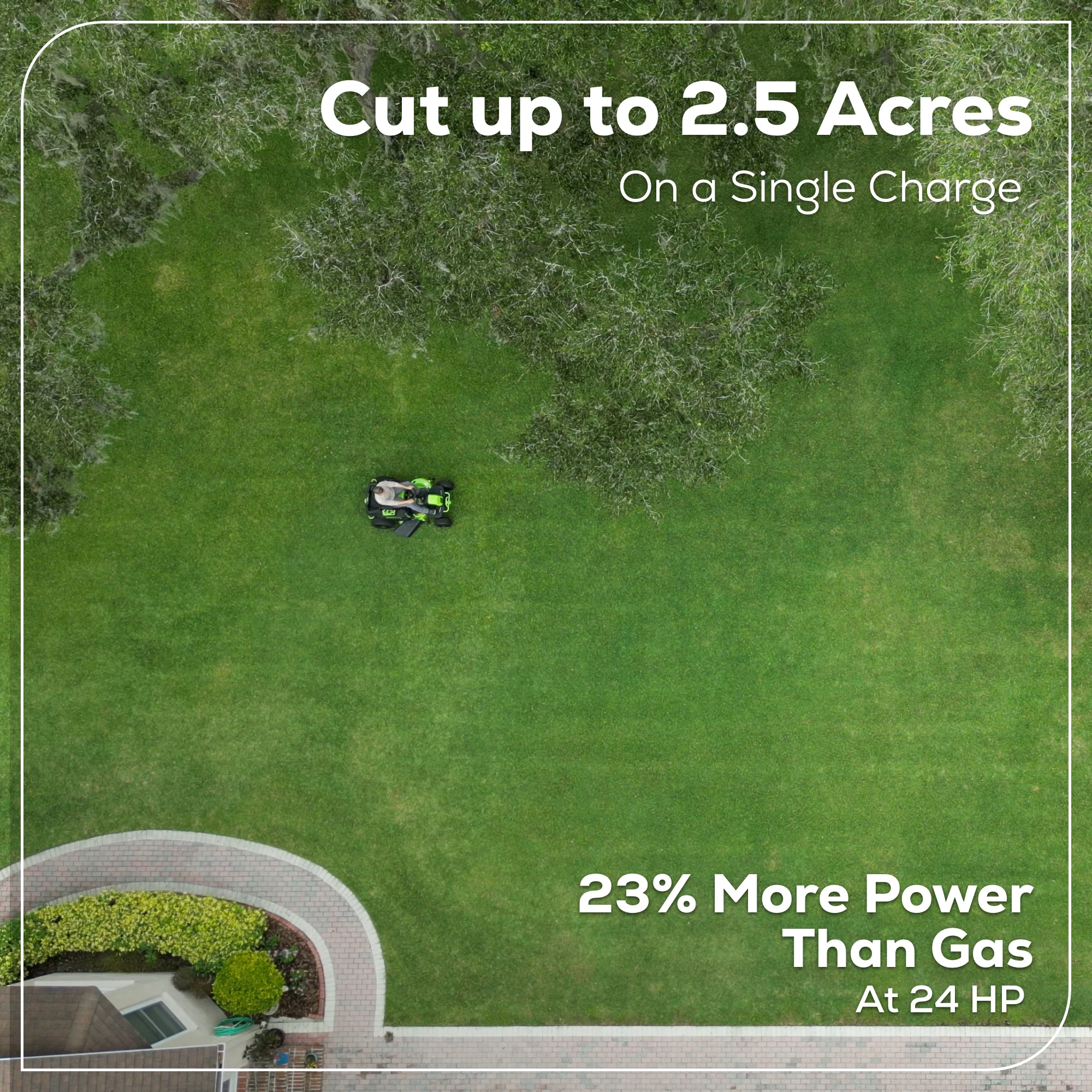 60V 42 Cordless Battery CrossoverT Riding Lawn Mower w/ Six (6) 8.0Ah Batteries and Three (3) Dual Port Turbo Chargers