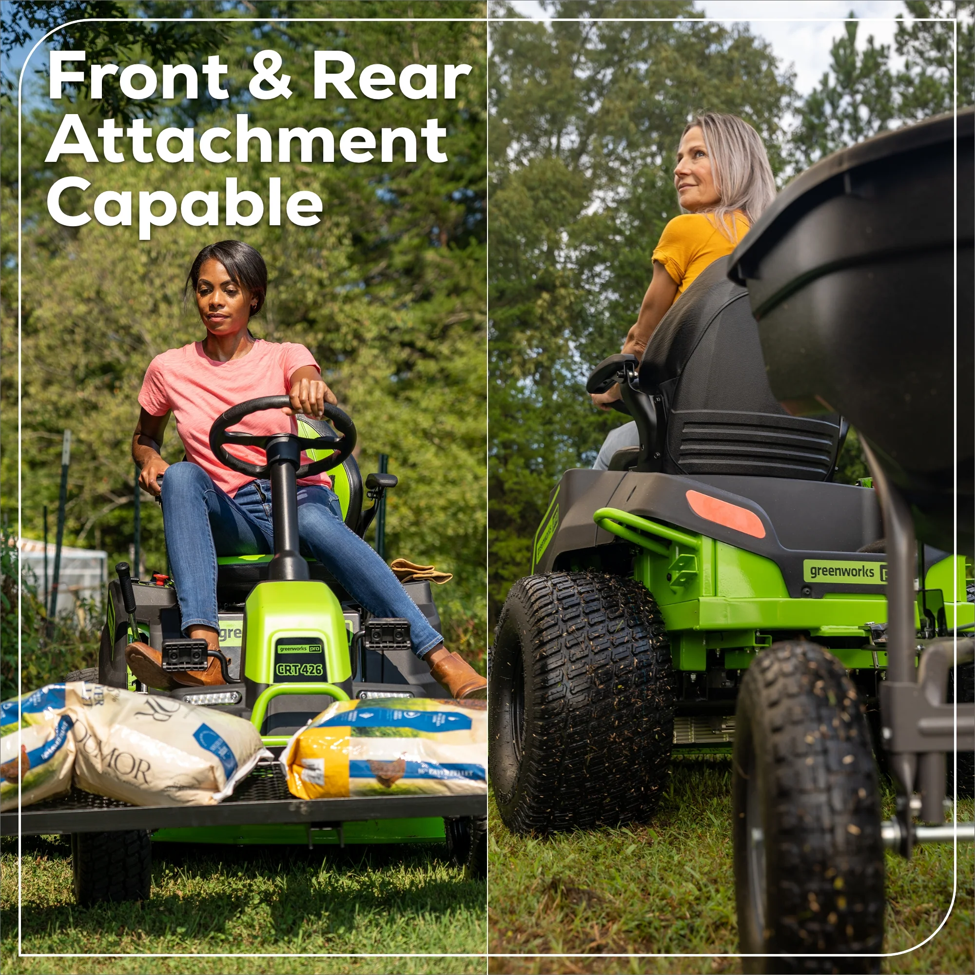 60V 42 Cordless Battery CrossoverT Riding Lawn Mower w/ Six (6) 8.0Ah Batteries and Three (3) Dual Port Turbo Chargers