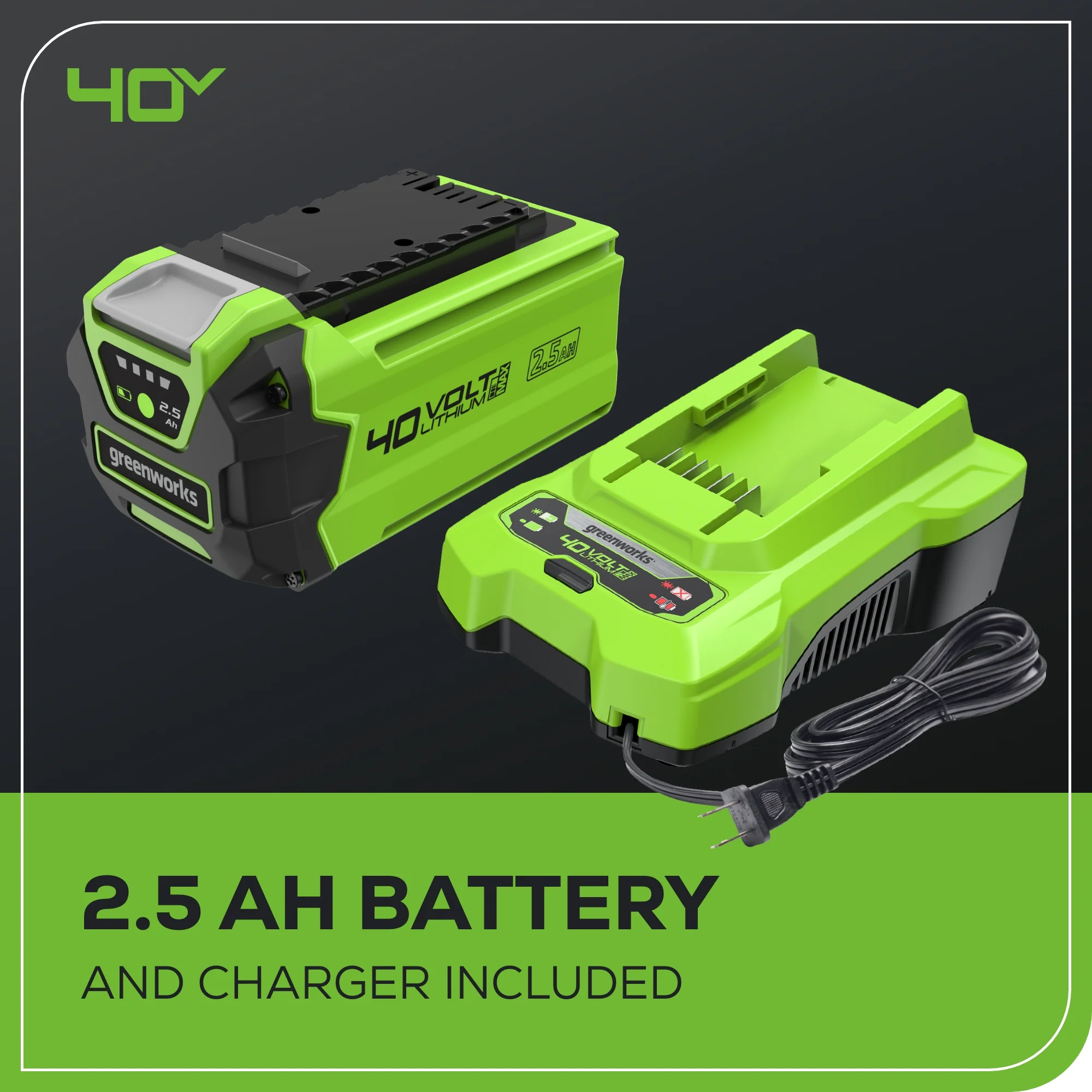 40V 14 Cordless Battery 1.5kW Brushless Chainsaw w/ 2.5Ah USB Battery & Charger