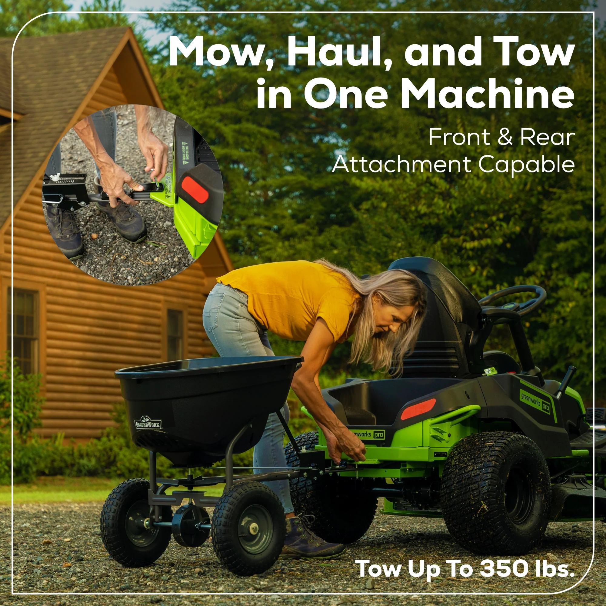 60V 42 Cordless Battery CrossoverT Riding Lawn Mower w/ Six (6) 8.0Ah Batteries and Three (3) Dual Port Turbo Chargers