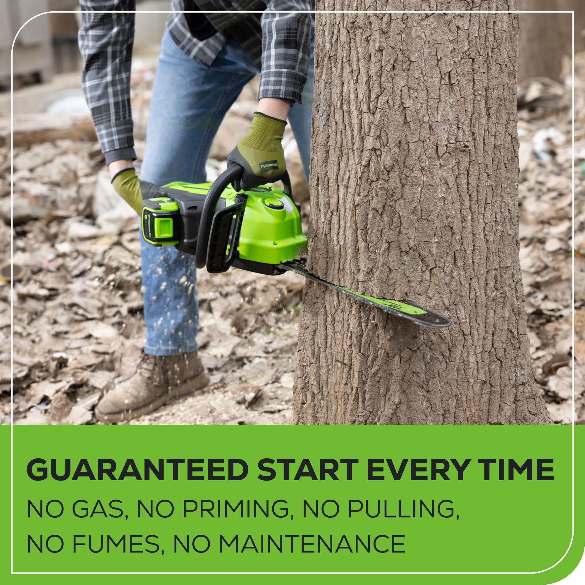 40V 18 Cordless Battery 2.0kW Chainsaw w/ 8.0Ah Battery and Charger