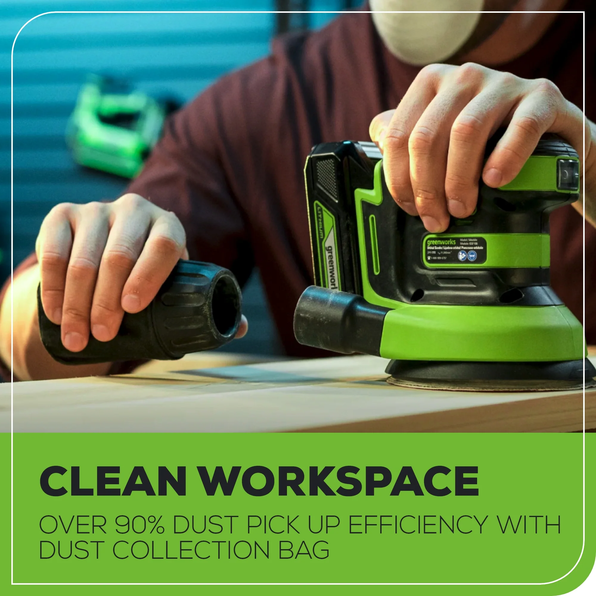 24V 5 Cordless Battery Orbital Sander w/ 2.0Ah Battery & Charger