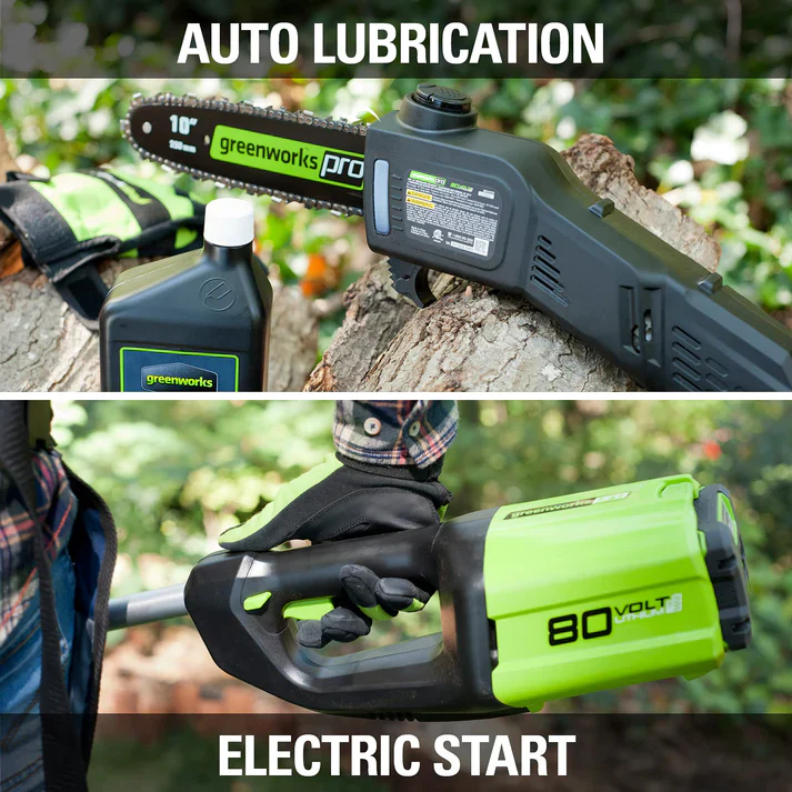 80V 18 Cordless Battery Chainsaw & 10 Pole Saw Combo Kit w/ 4.0 Ah Battery & Rapid Charger