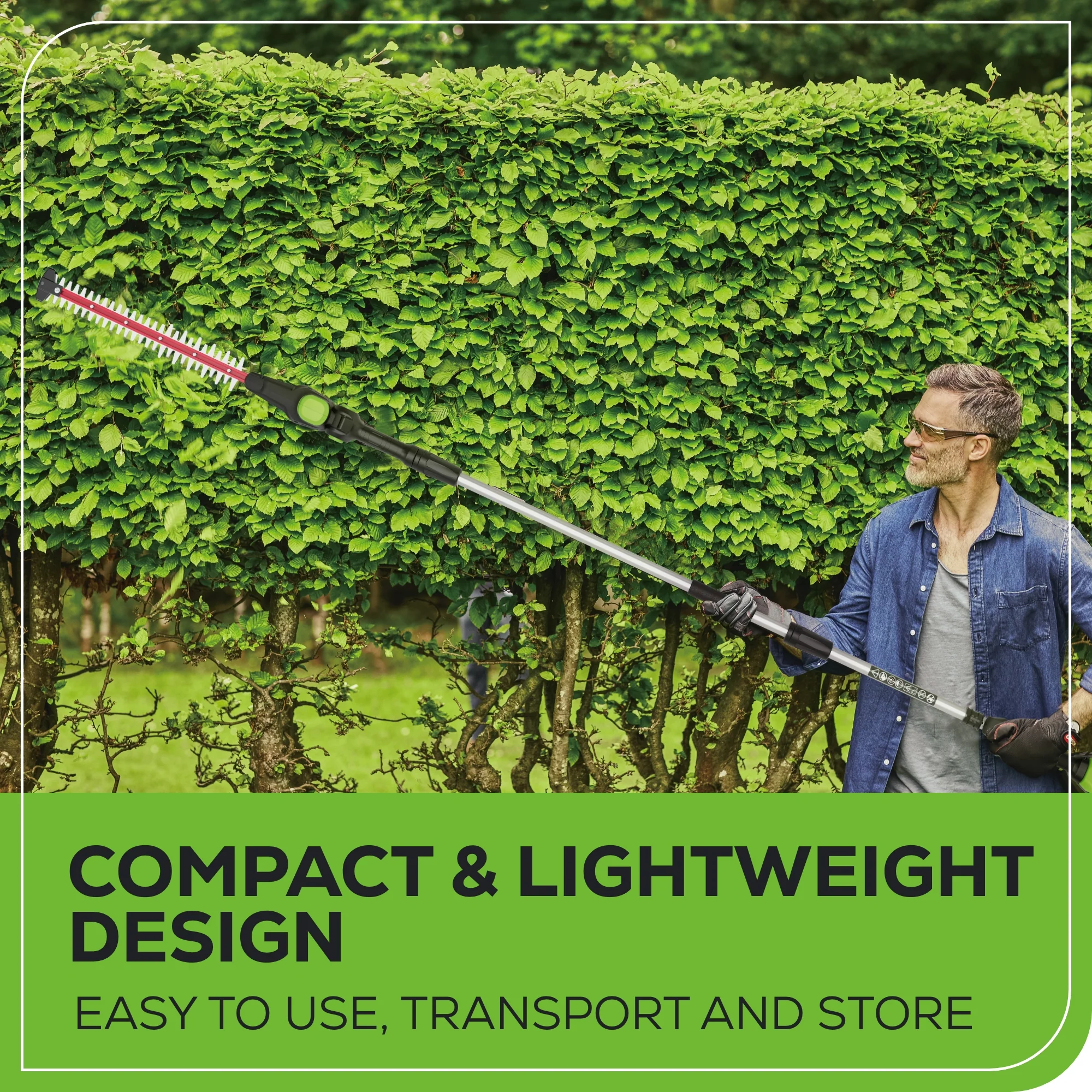 80V 20 Cordless Battery Pole Hedge Trimmer (1.2 cut, 4000 SPM) w/ 2.0Ah Battery & Charger