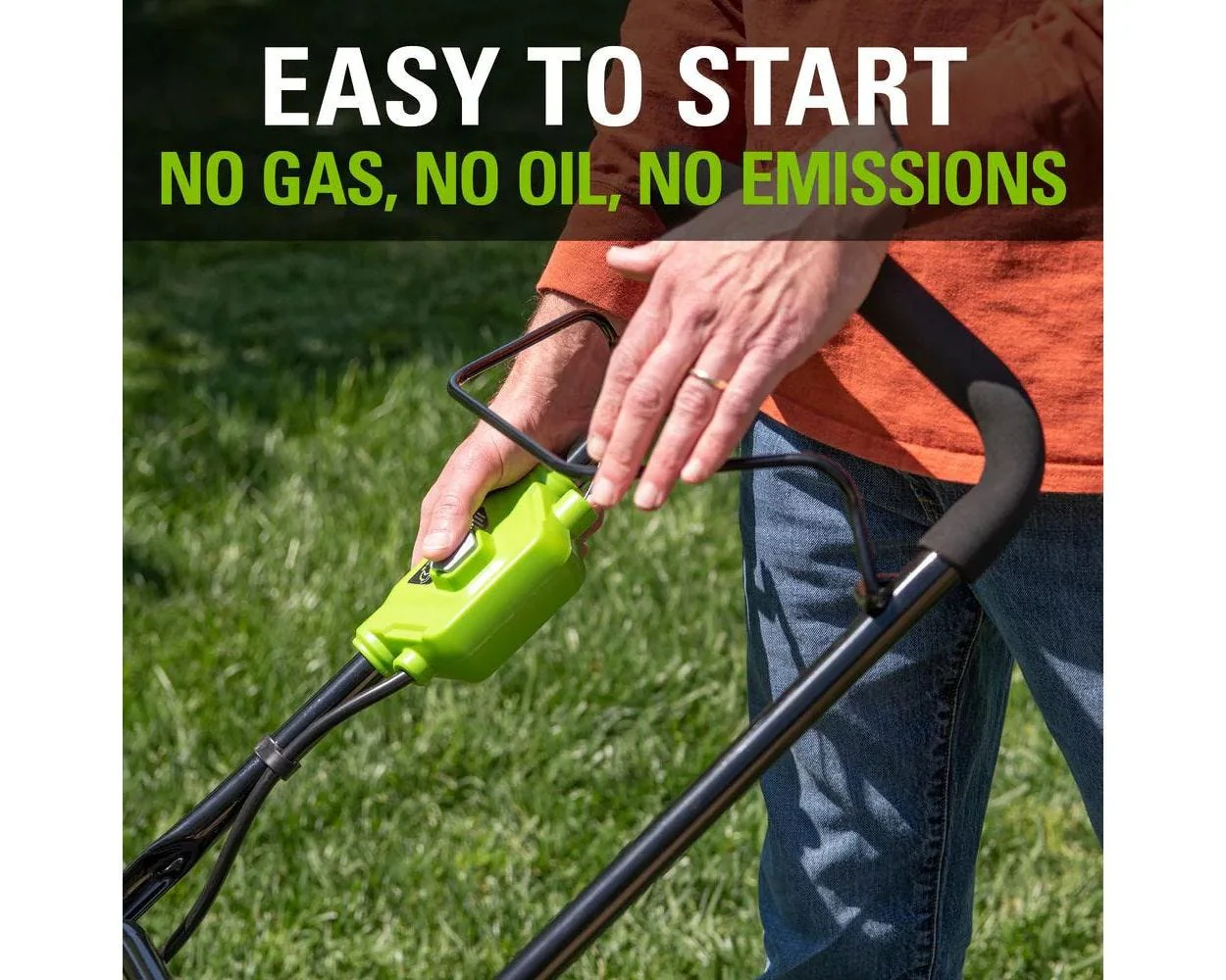 48V (2x24V) 17 Cordless Battery Push Mower & FREE Drill/Driver Combo Kit w/ (2) 4.0 Ah USB Batteries & Dual Port Charger