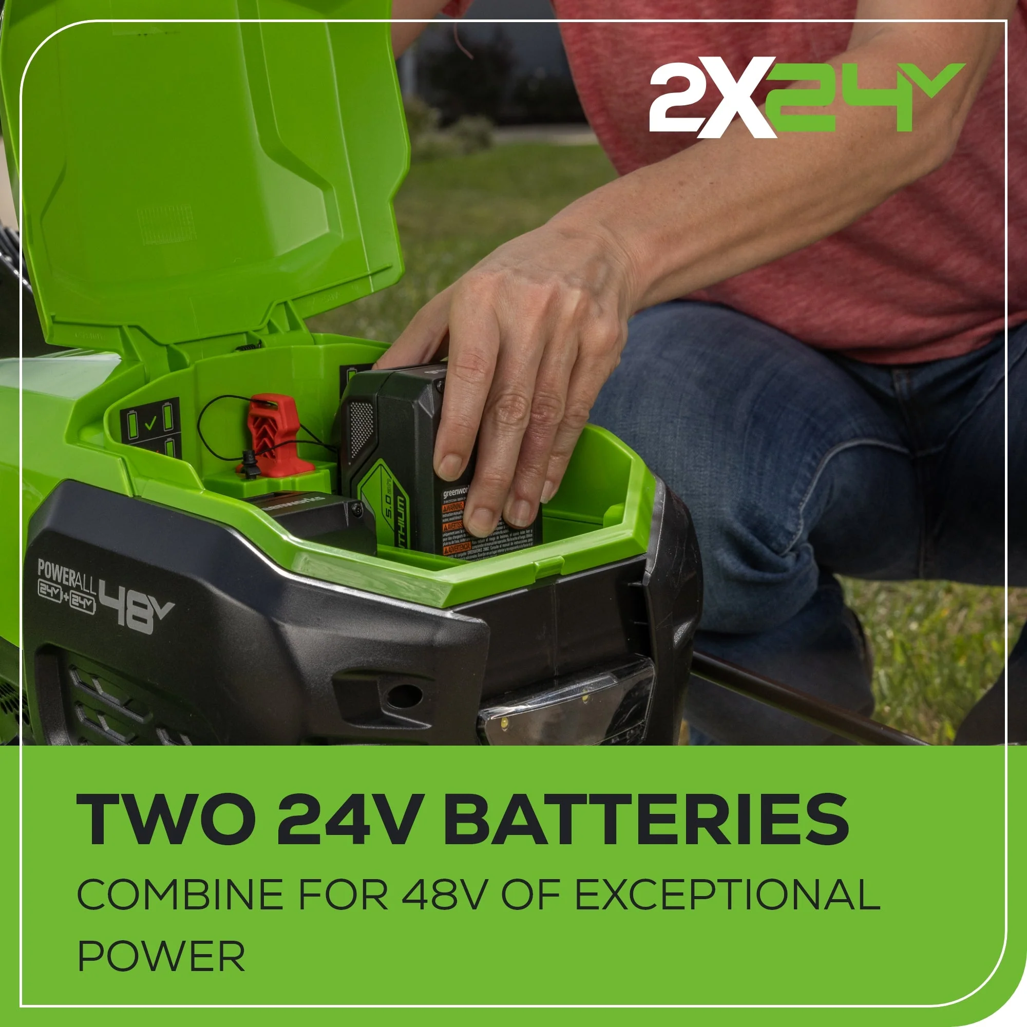 48V (2x24V) 21 Cordless Battery Self-Propelled Mower 5PC Combo Kit w/ (2) 5.0Ah Batteries & Chargers