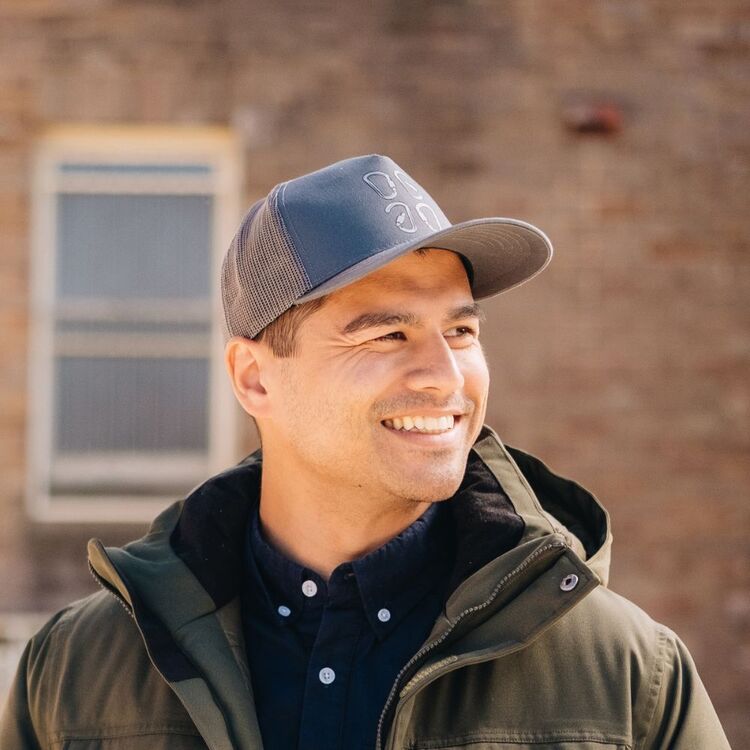 Unisex Charcoal Embroidery Contour 5 Panel Trucker Cap Charcoal Print Embroidery One Size