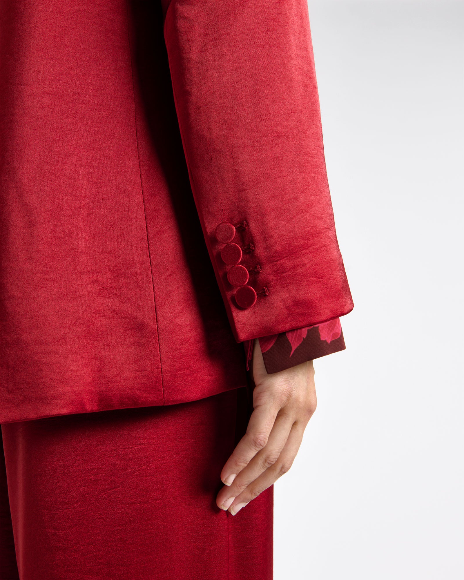 Viscose Blend Satin Double Breasted Blazer