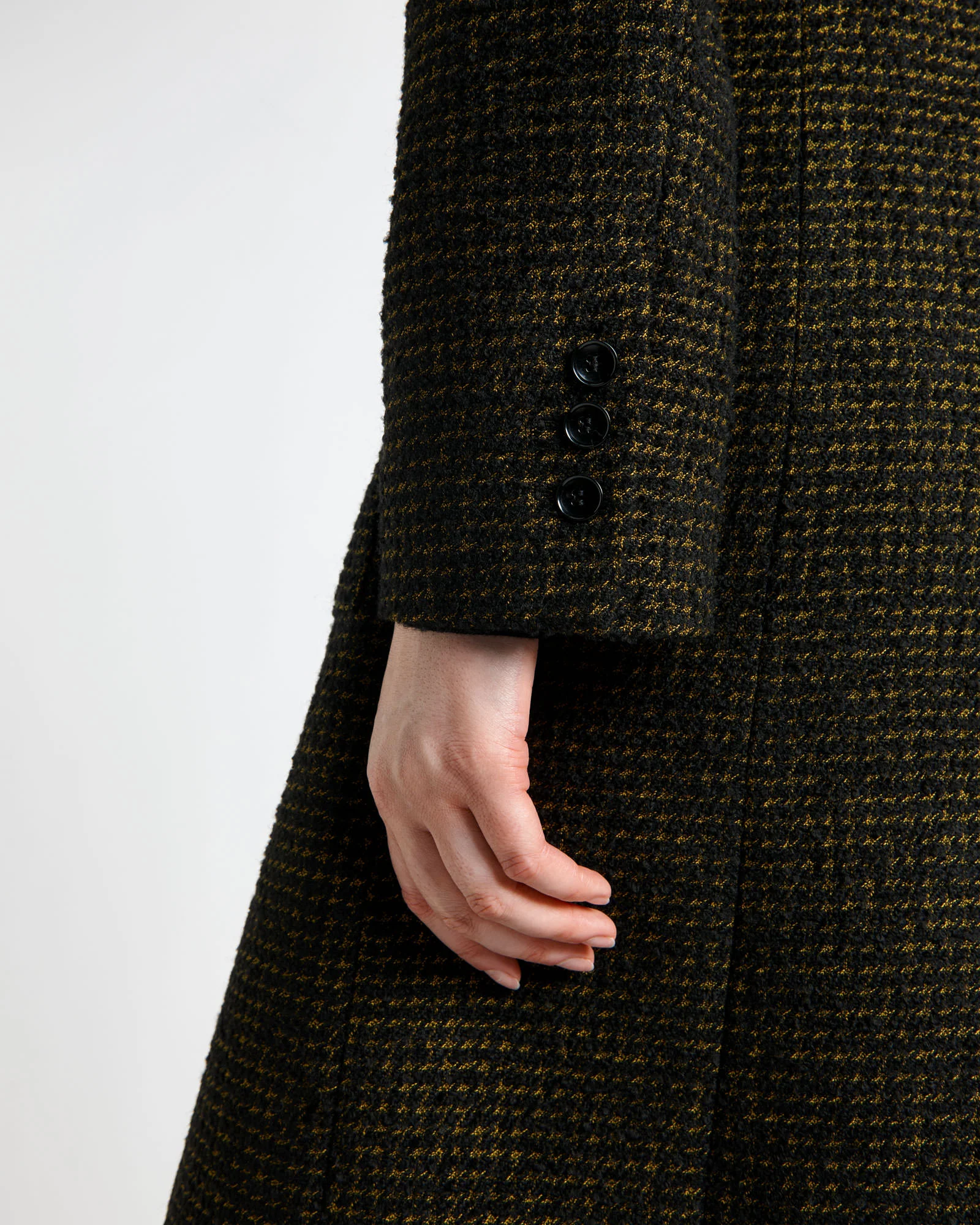 Houndstooth Boucle Blazer Coat