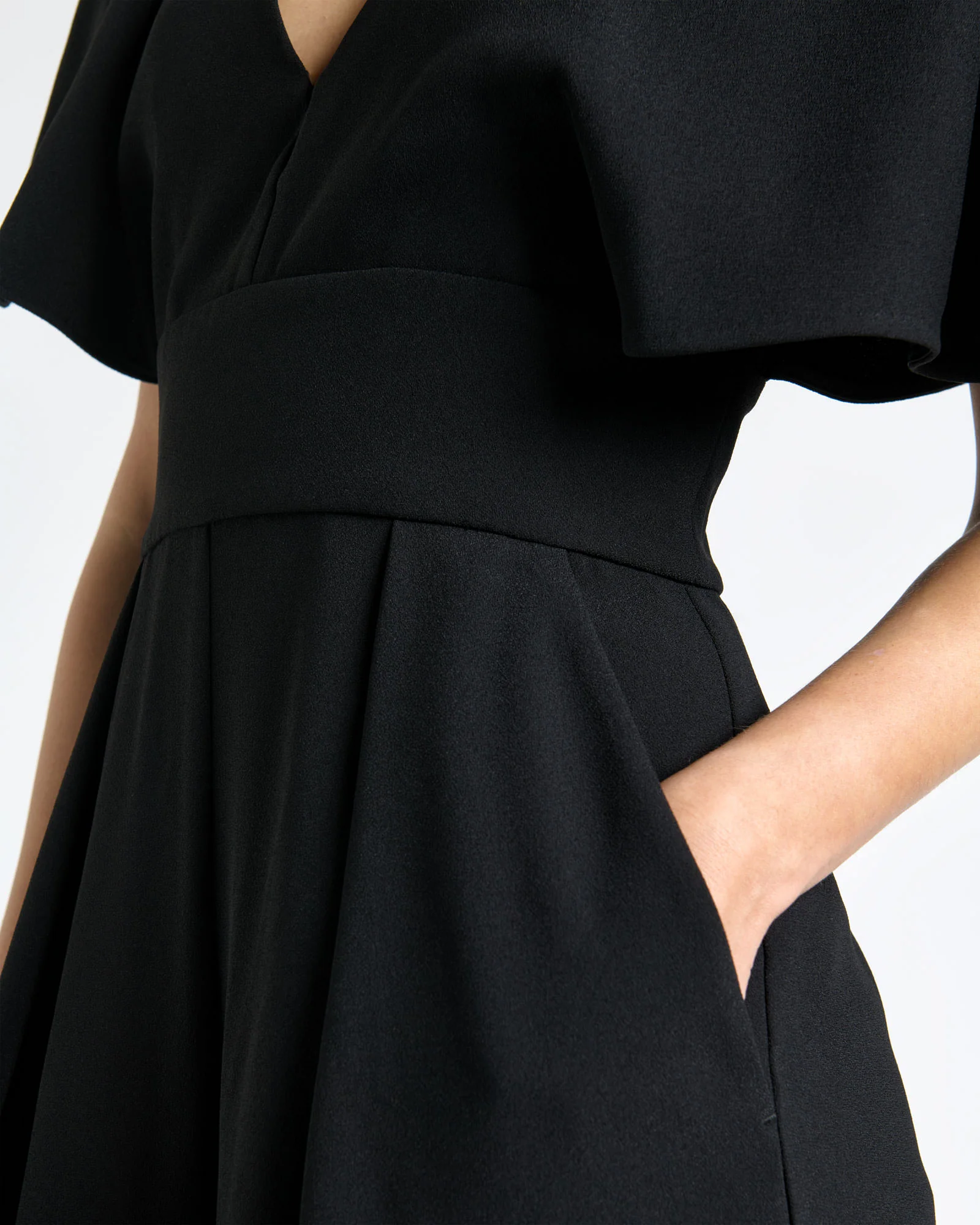 Recycled Crepe Deep V-Neck Jumpsuit