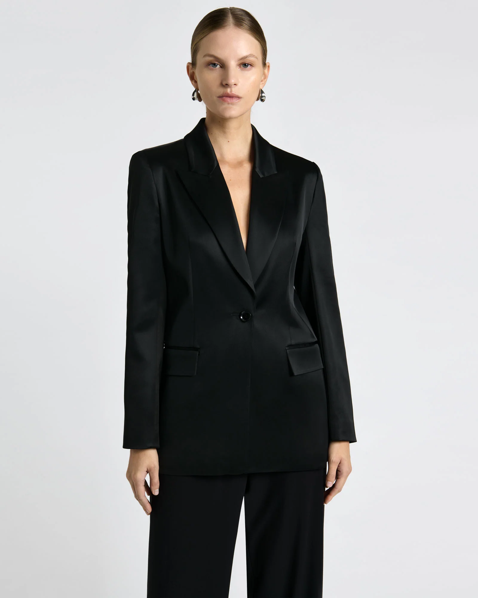 Stretch Satin Hourglass Blazer