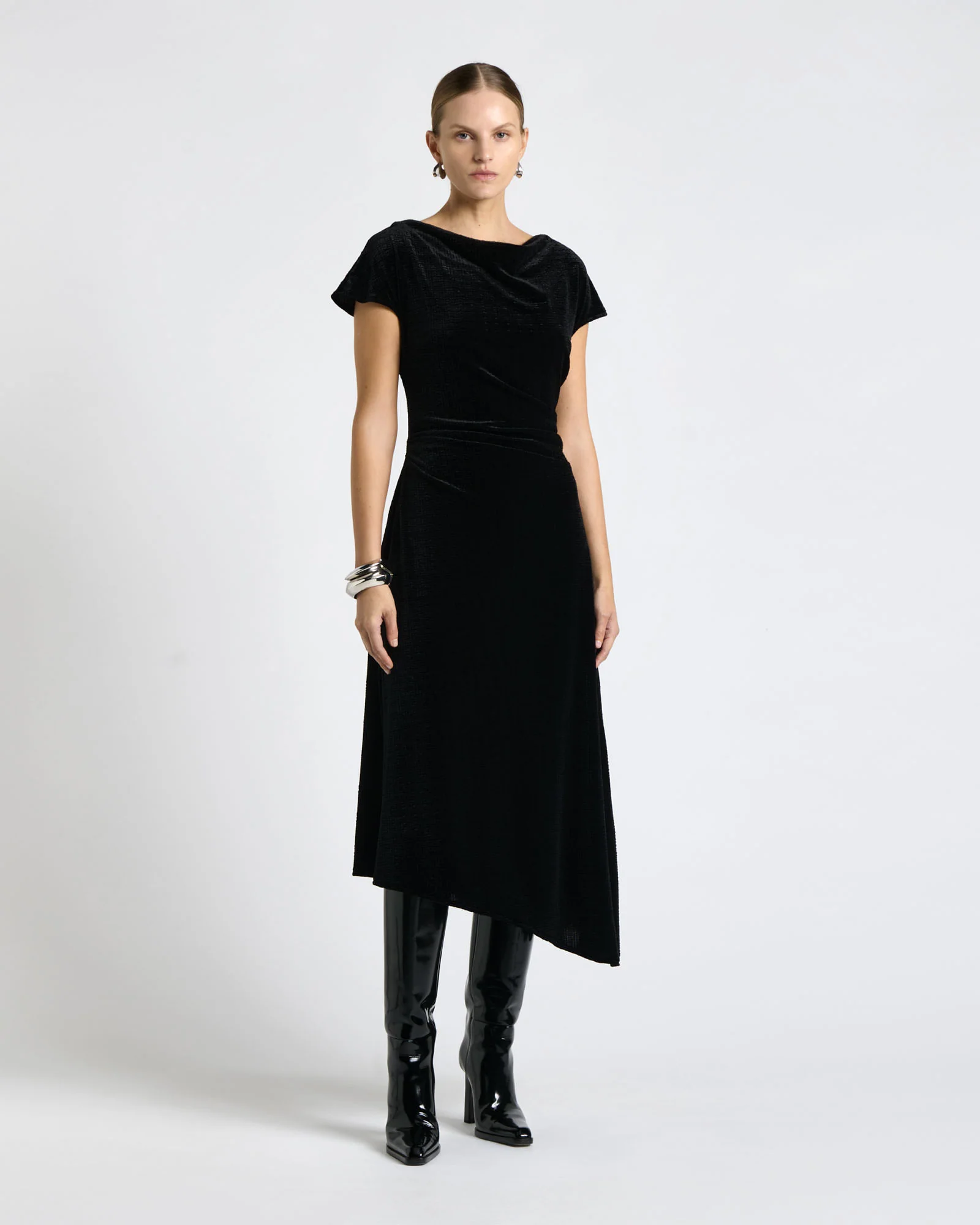 Crinkle Velvet Midi Dress