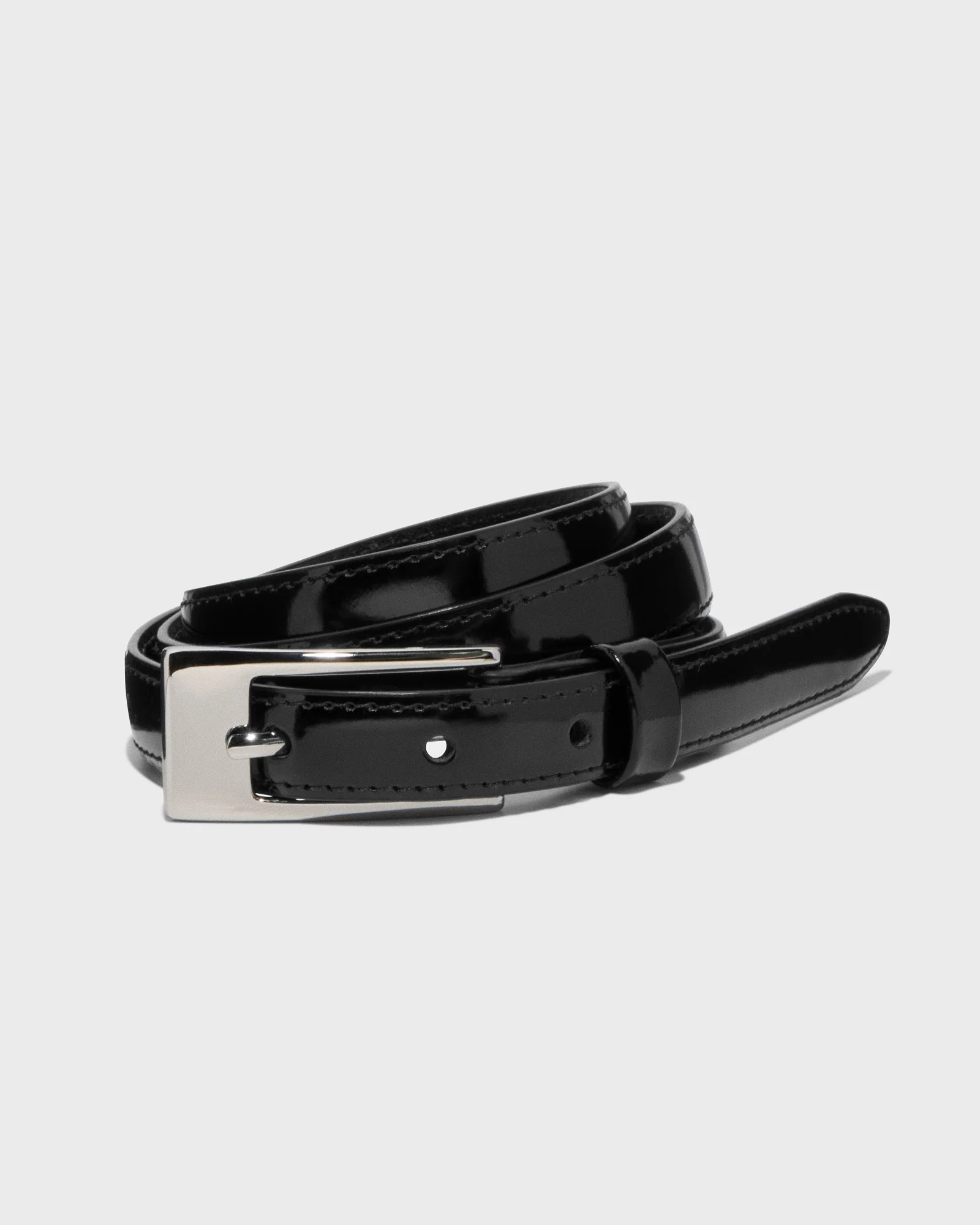 Black Patent Leather Slim Belt