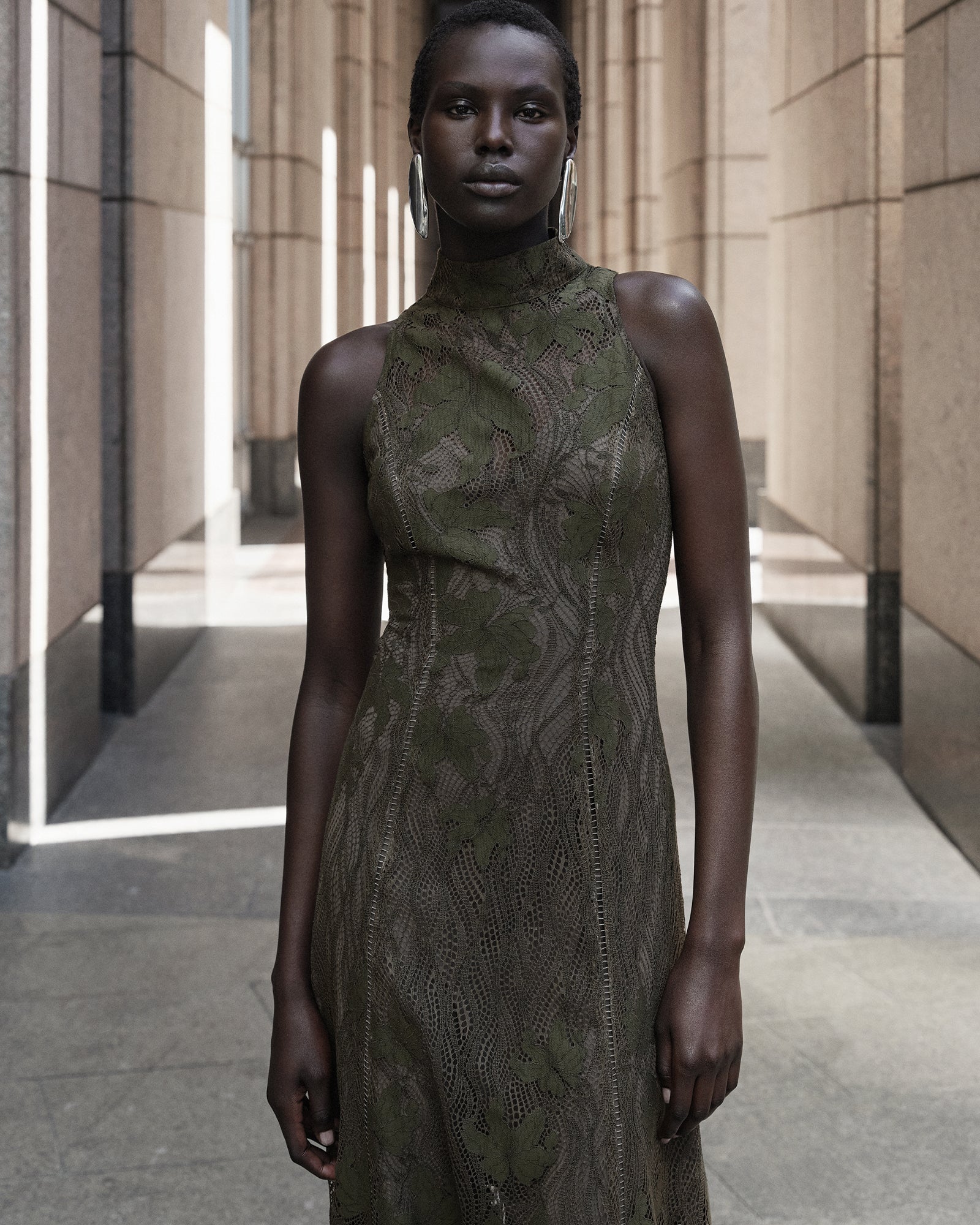 Chantilly Lace Halter Midi Dress