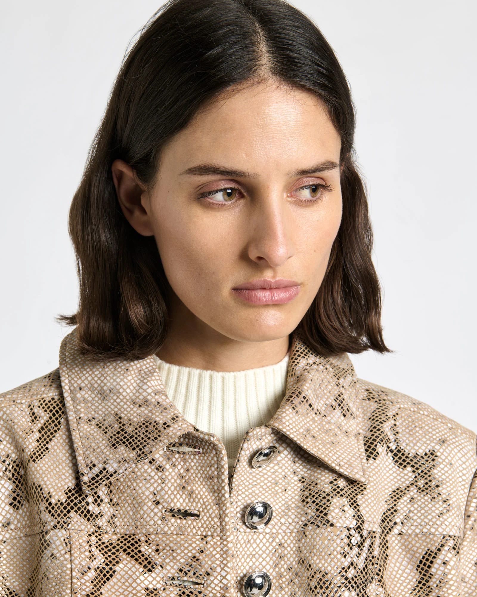 Snake Embossed Patent Leather Jacket