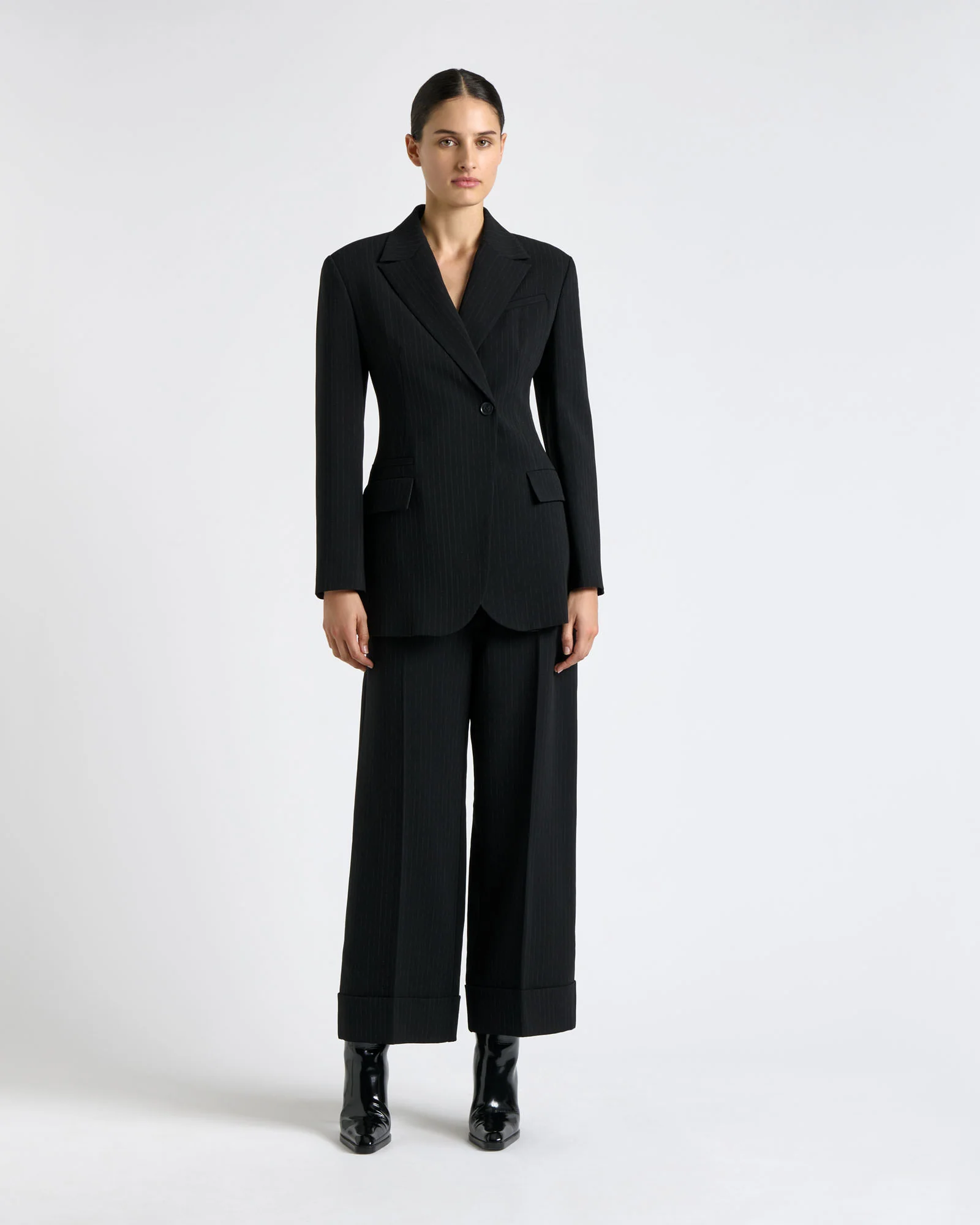 Acetate Pinstripe Cropped Pant