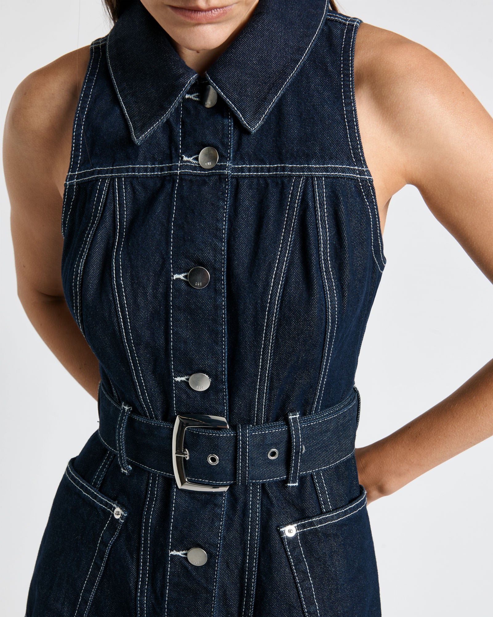 Dark Indigo Denim Midi Dress