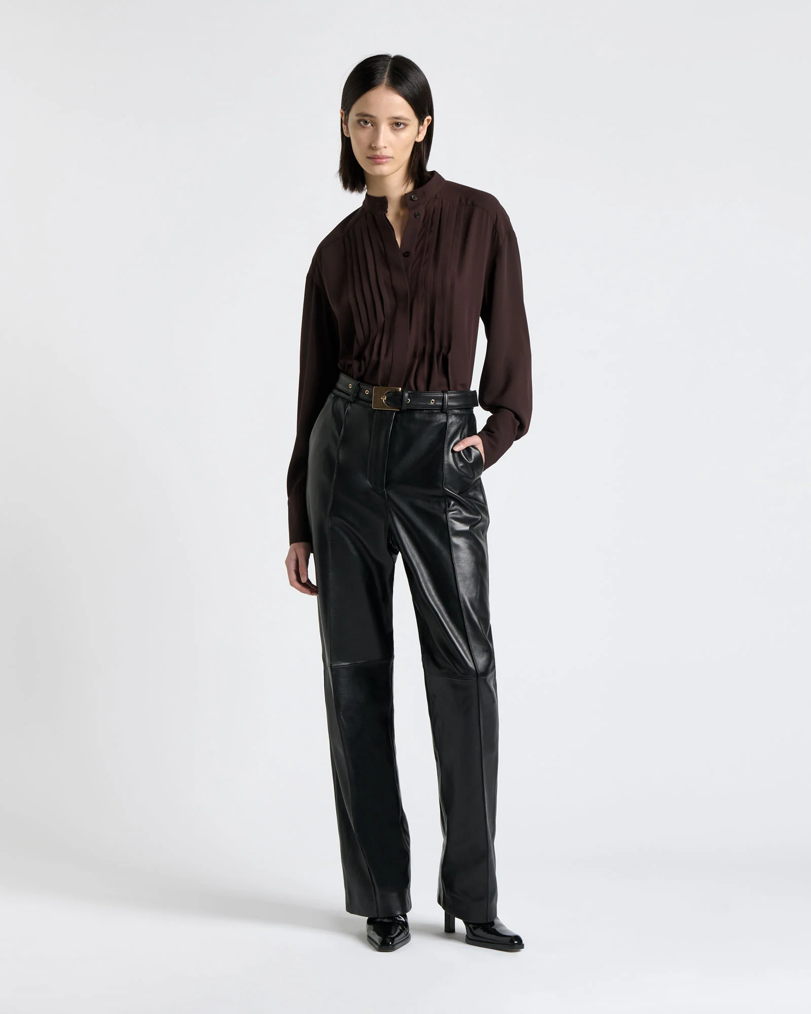 Georgette Pin Tuck Pleated Blouse