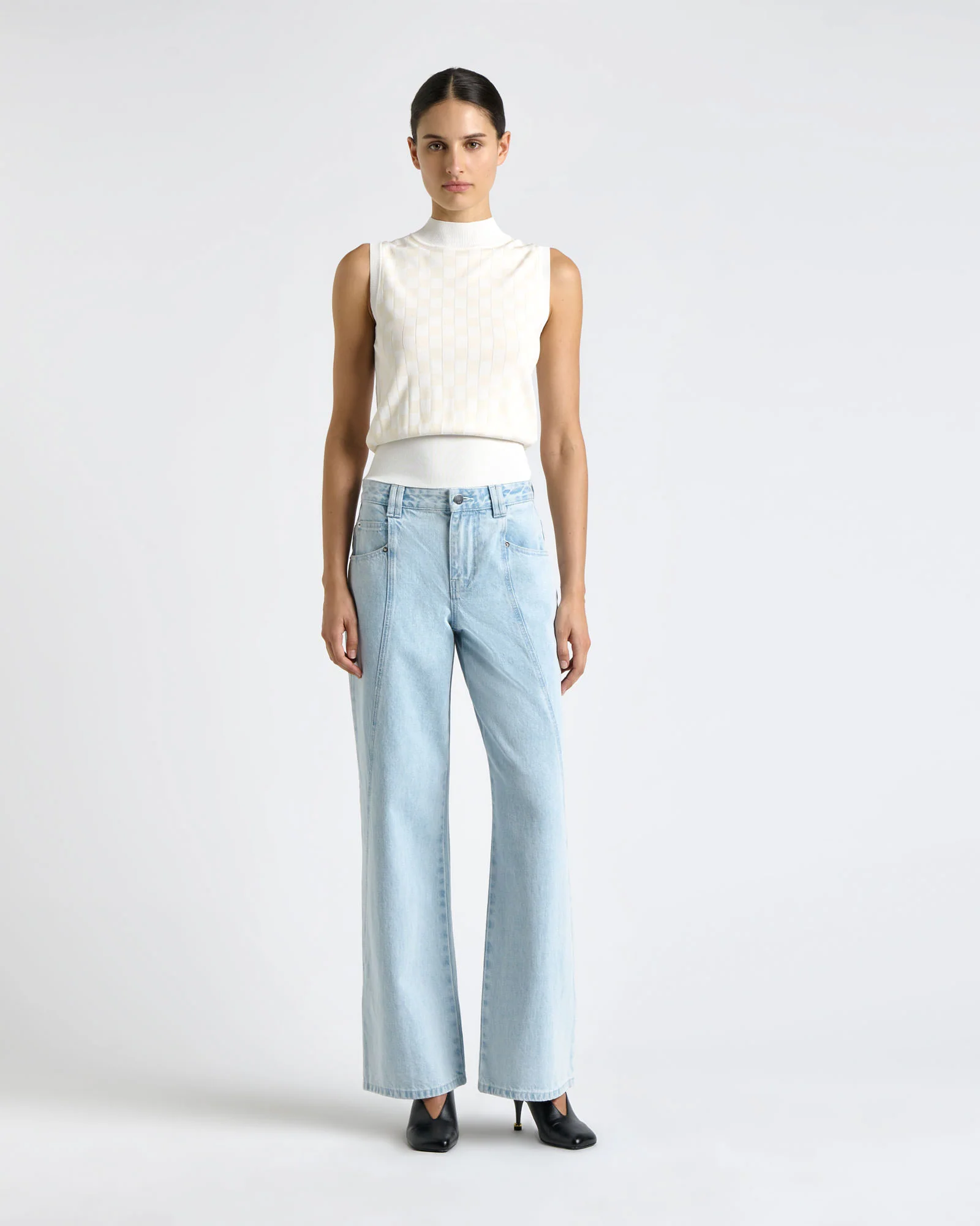 Checkerboard Jacquard Knit Tank