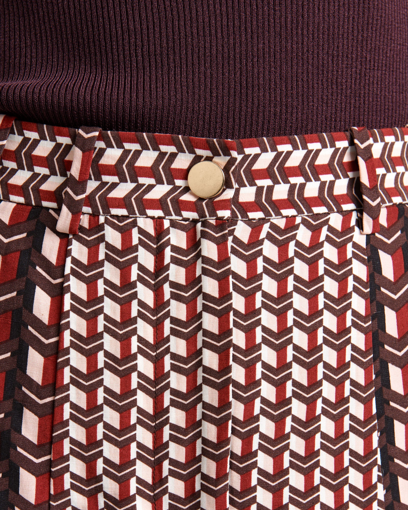 Viscose Blend Mosaic Geo Pleated Mini Skirt