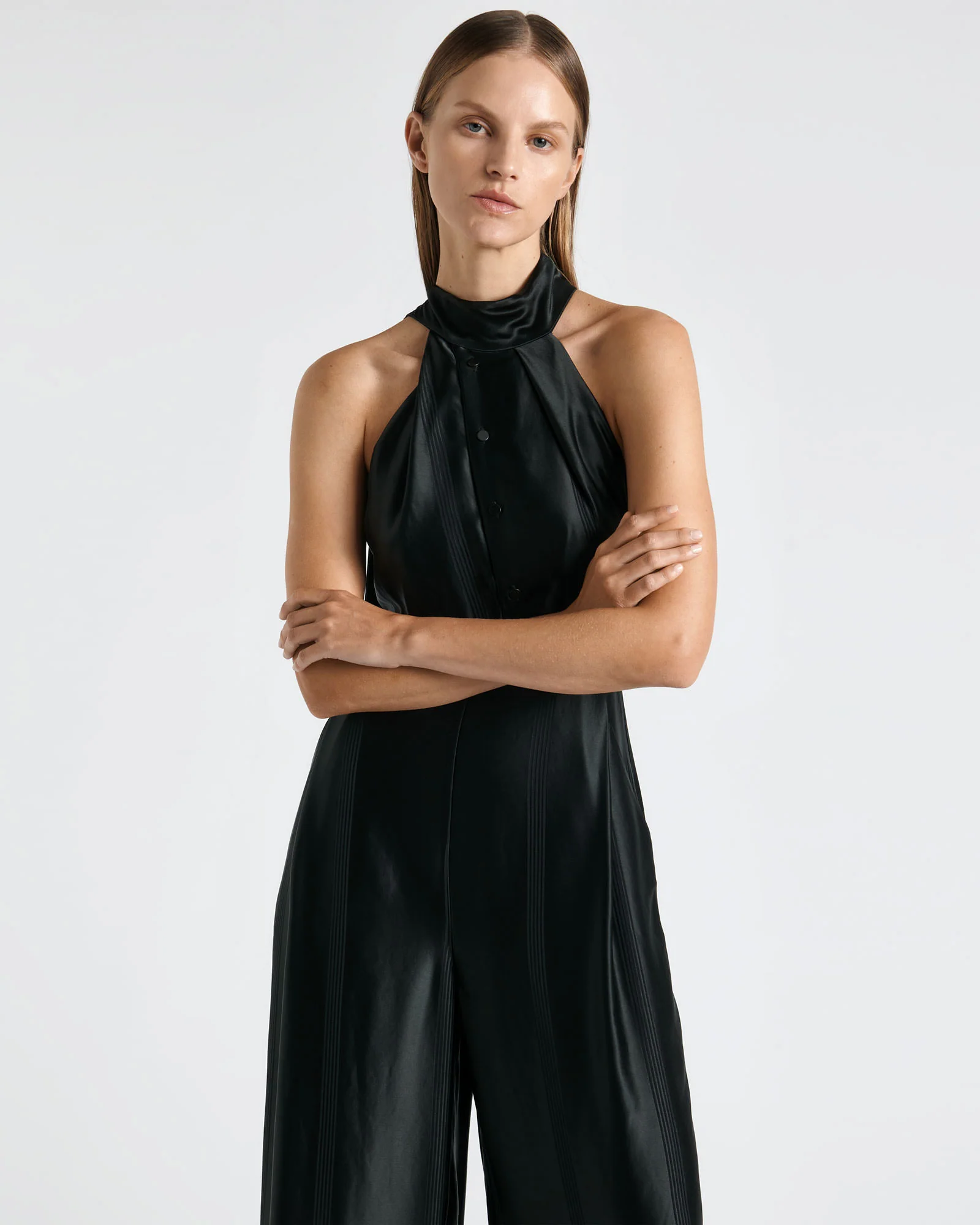 Satin Acetate Halter Jumpsuit