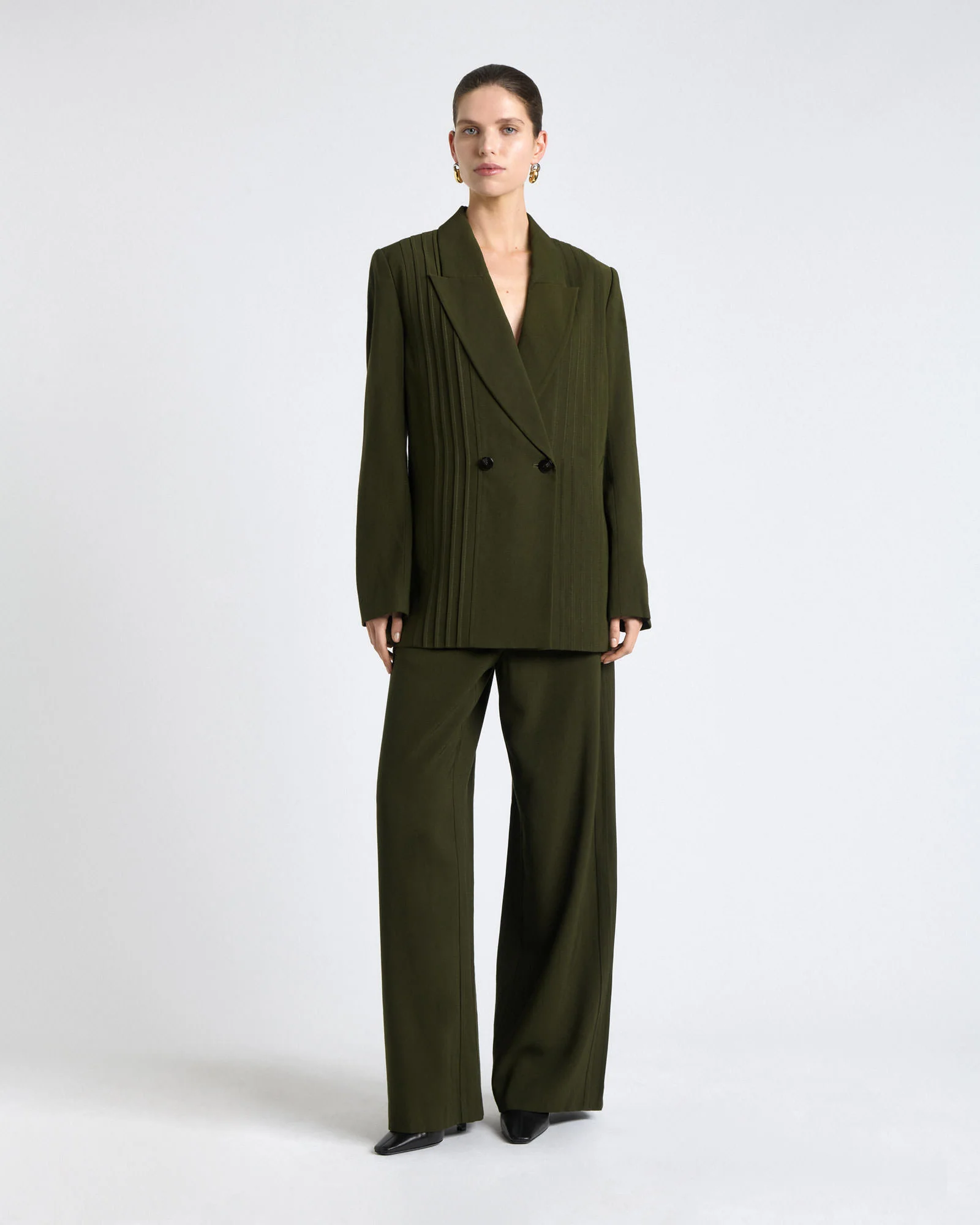 Viscose Twill Pin Tuck Blazer