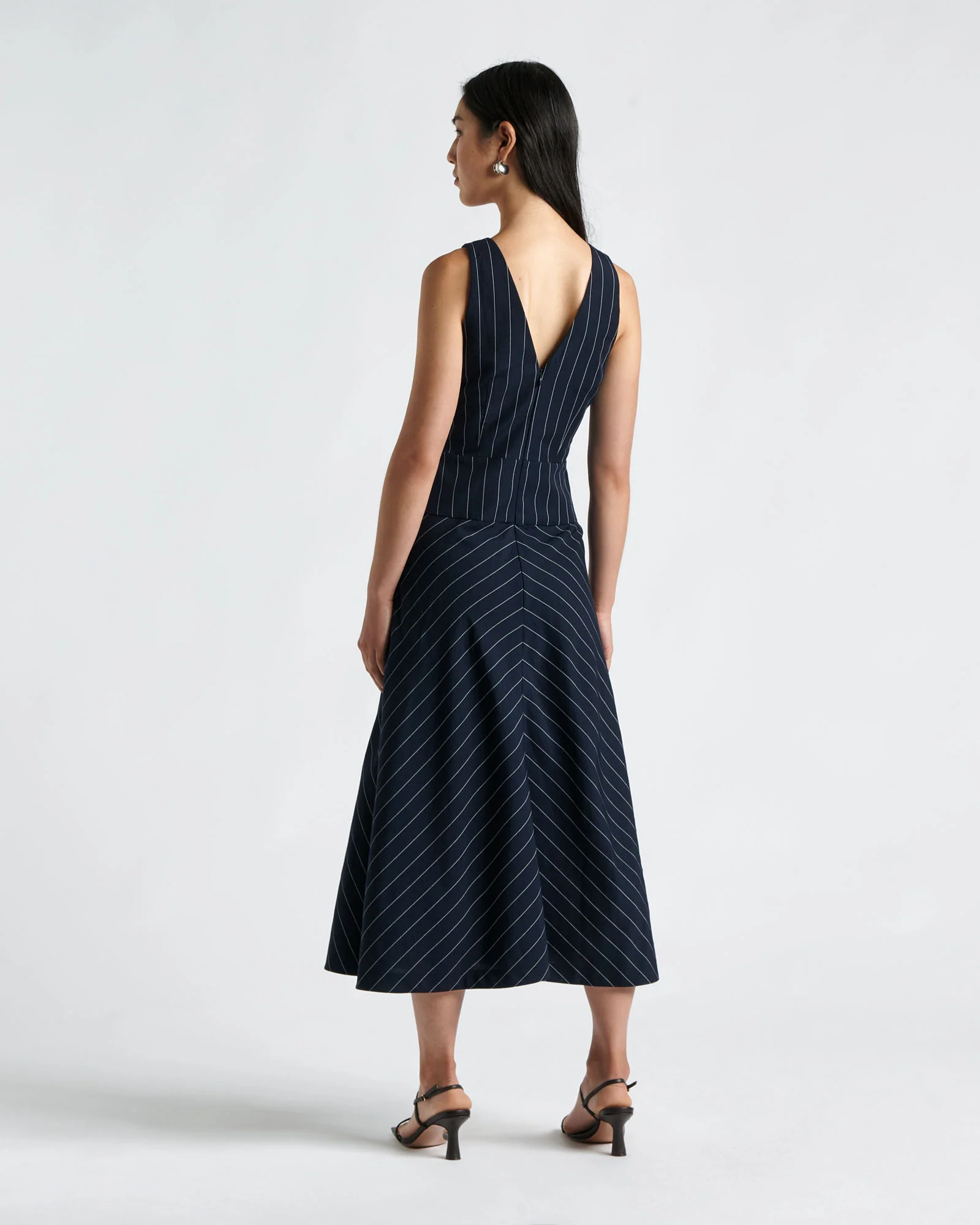 Pinstripe Panelled Midi Dress