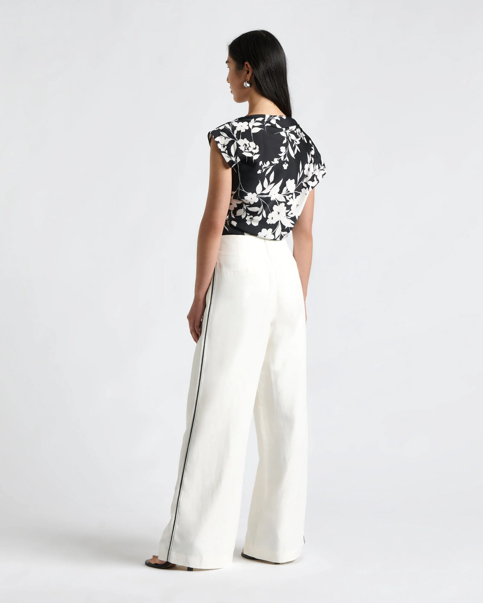 Shadow Stencil Floral Satin Top