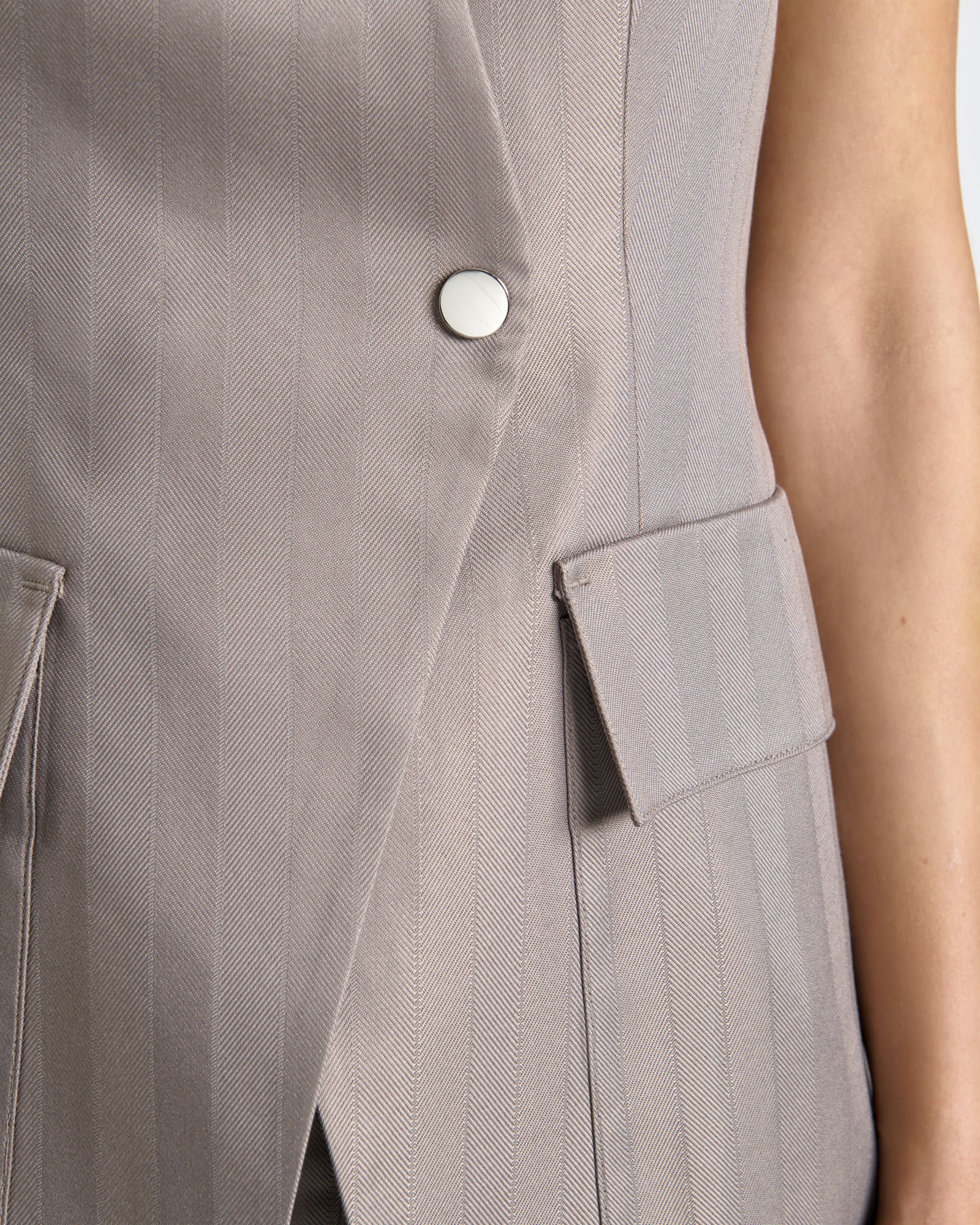 Oyster European Self Stripe Collarless Vest