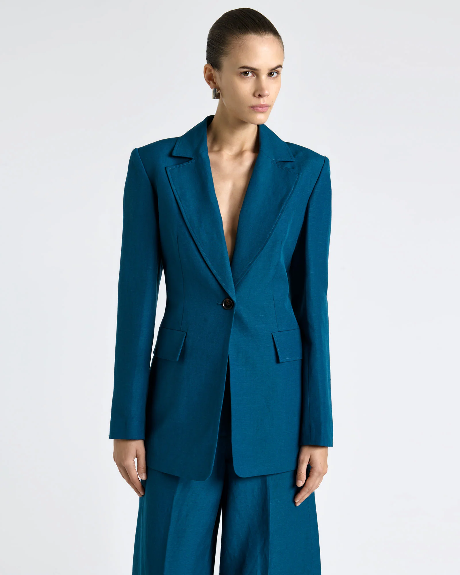 Linen Blend Hourglass Blazer