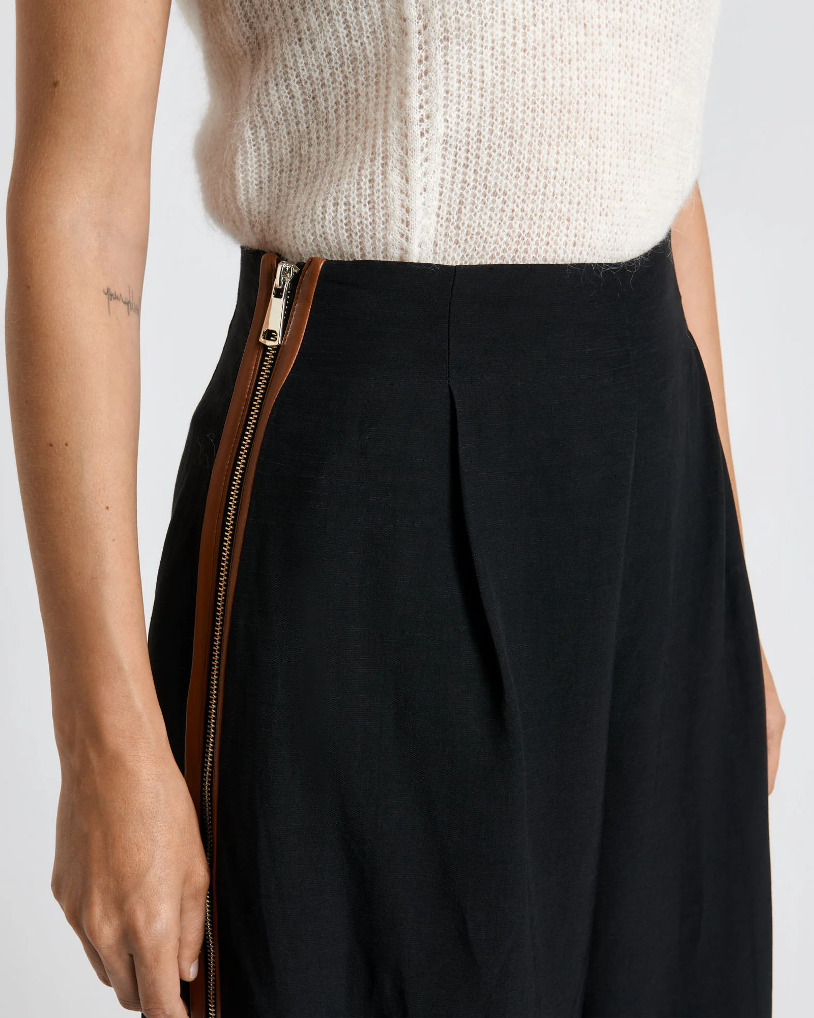 Viscose Blend Zip Detail Pant