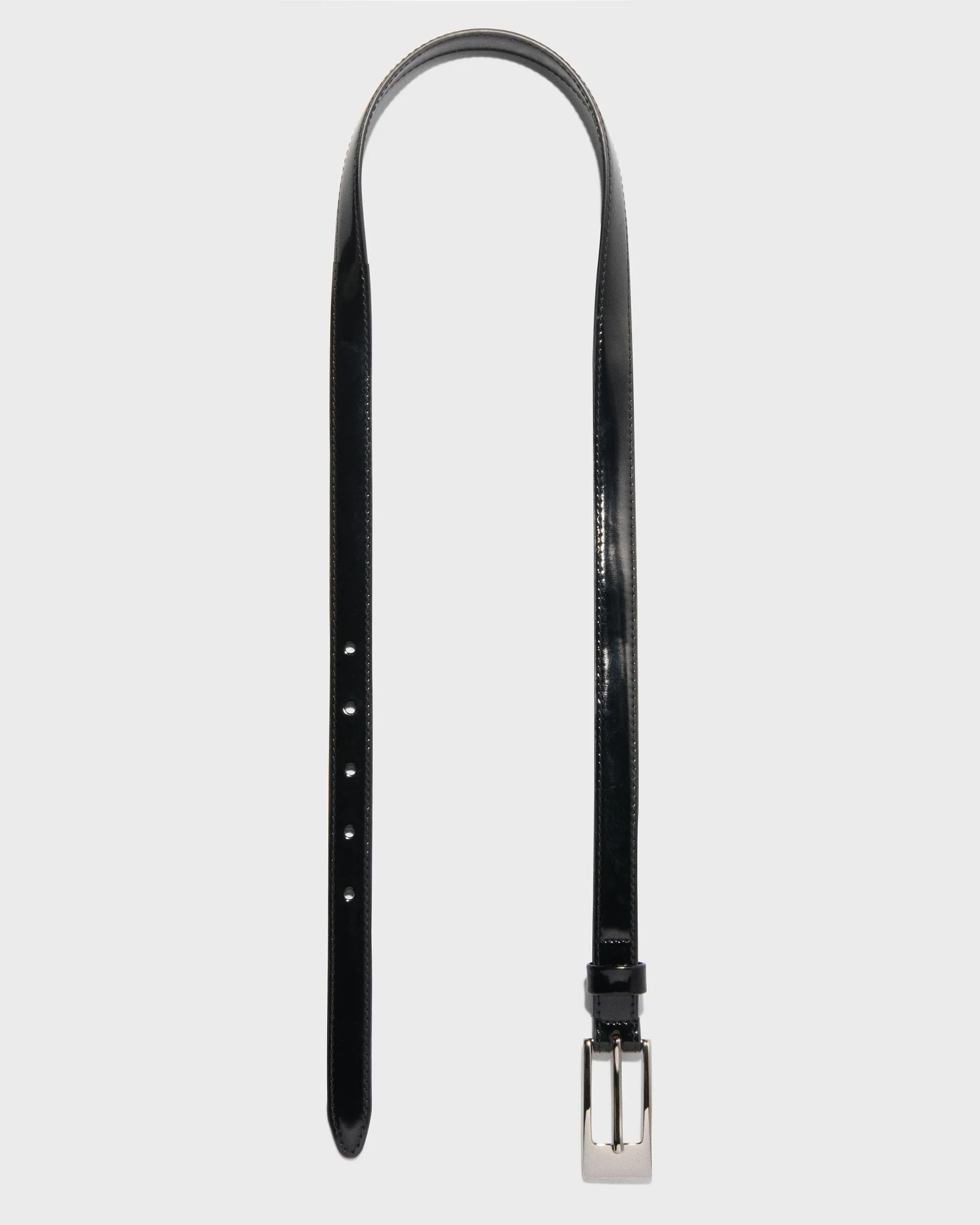 Black Patent Leather Slim Belt