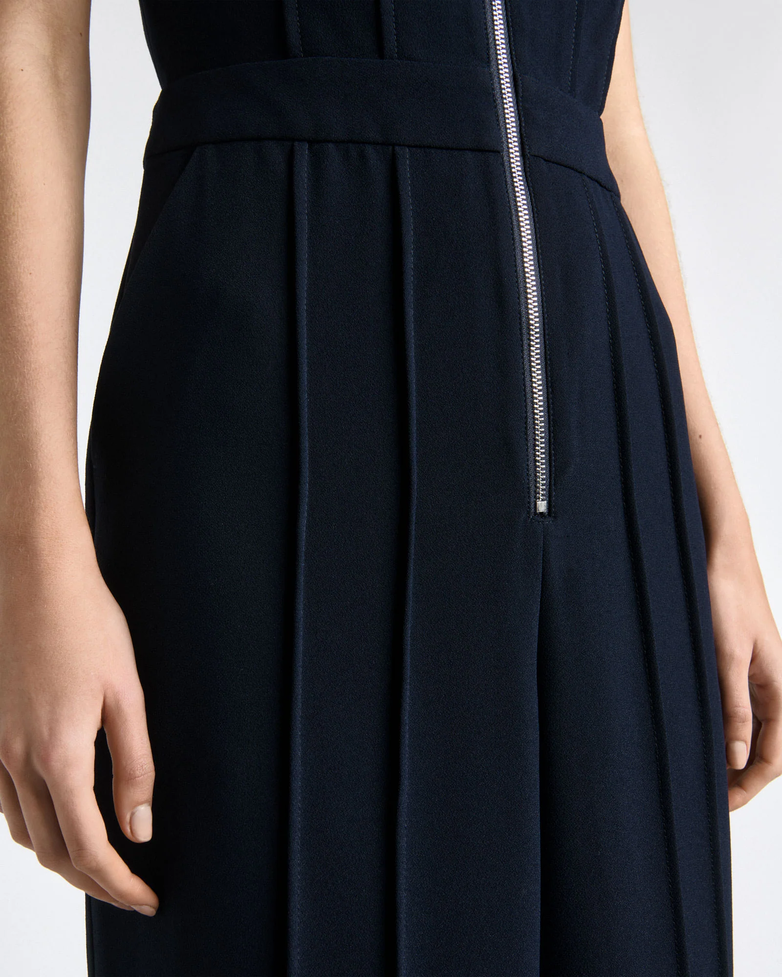 Recycled Crepe Lipped Seam Wide Leg Jumpsuit